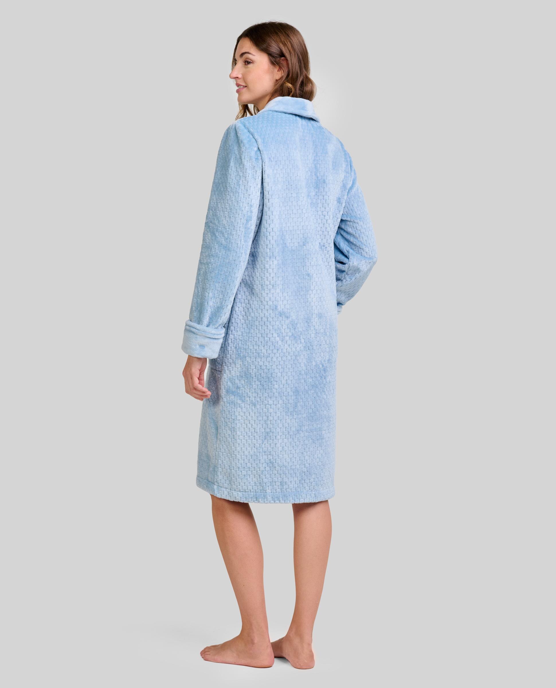 Bata Jacquard com Botões Azul-2