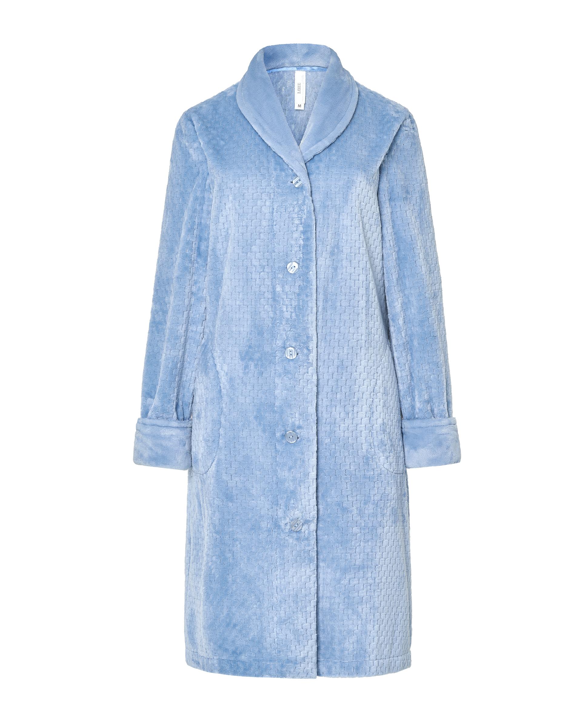 Bata Jacquard com Botões Azul-3