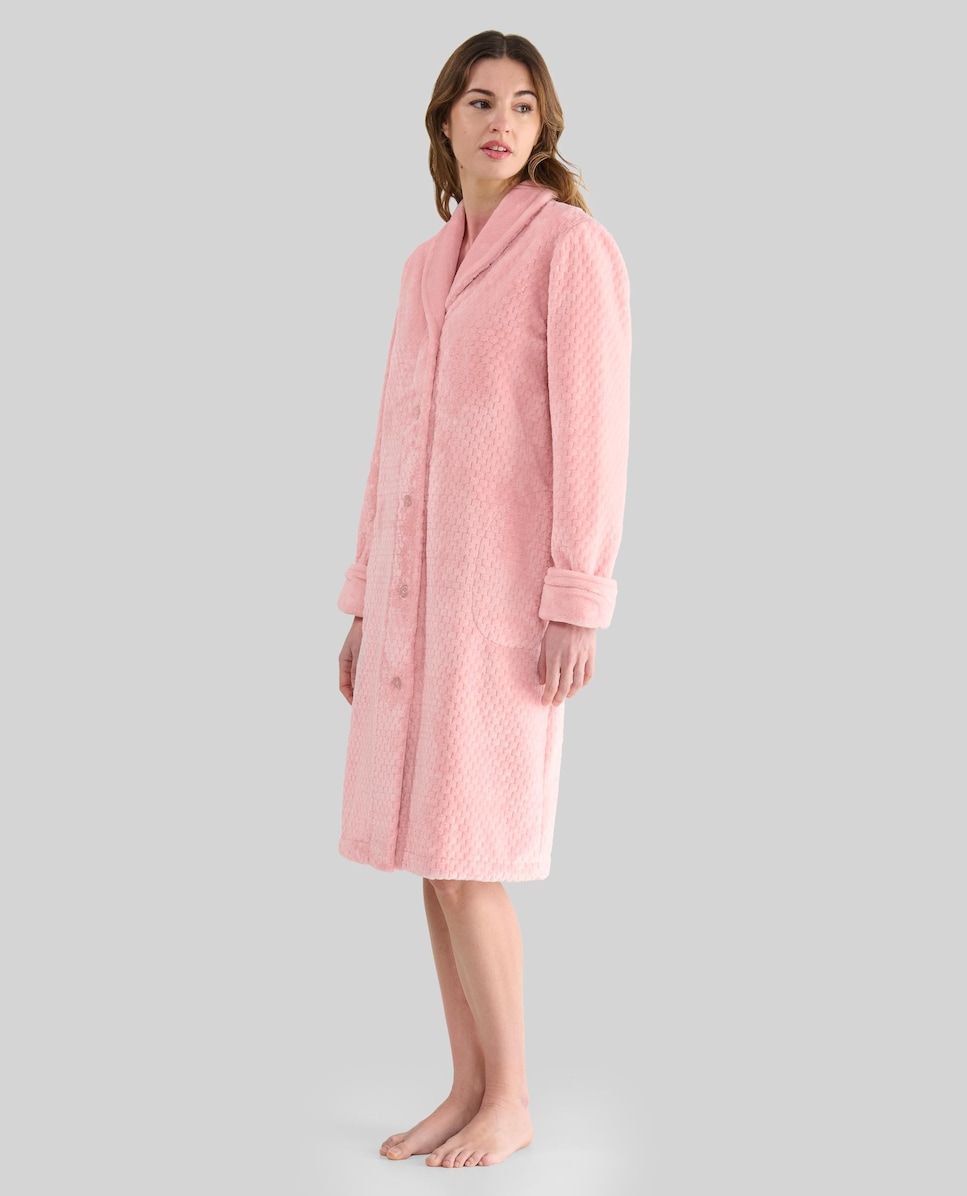 Bata Jacquard com Botões Rosa-claro-1