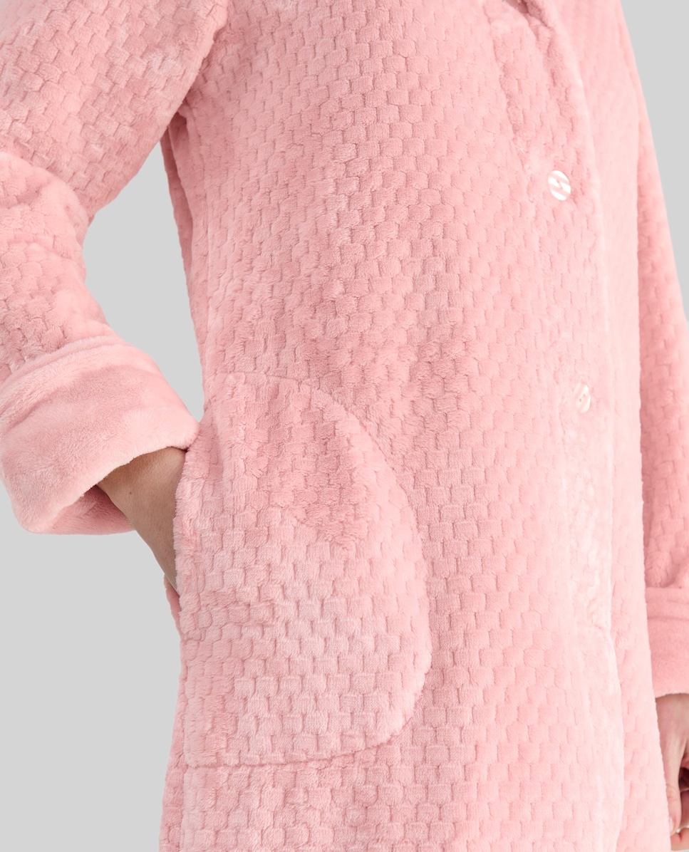 Bata Jacquard com Botões Rosa-claro-4