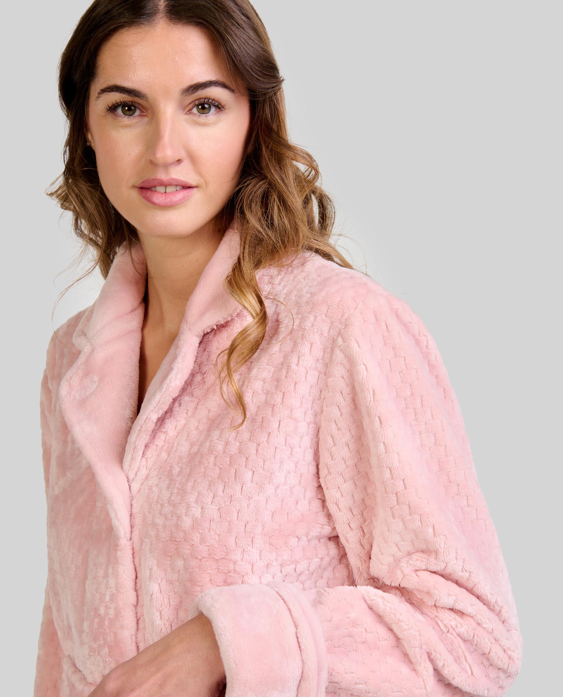 Bata Comprida Jacquard com Cinto Rosa-claro-4