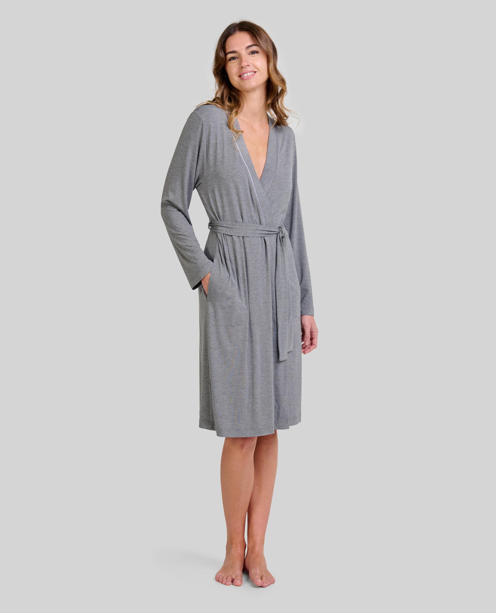 Bata em Cetim com Cinto Cinzento-1