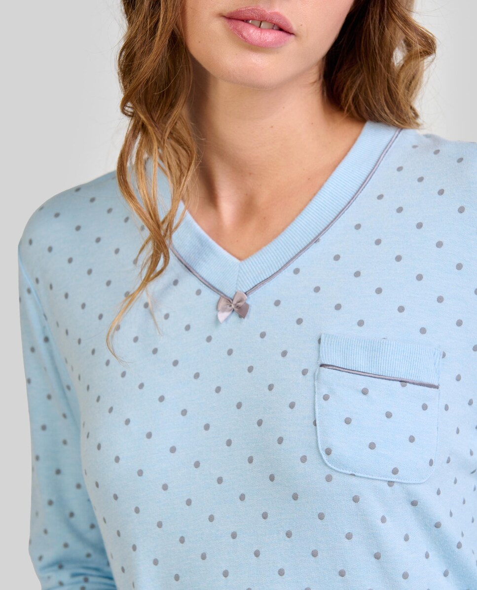 Camisola Comprida Estampada Azul-celeste-4