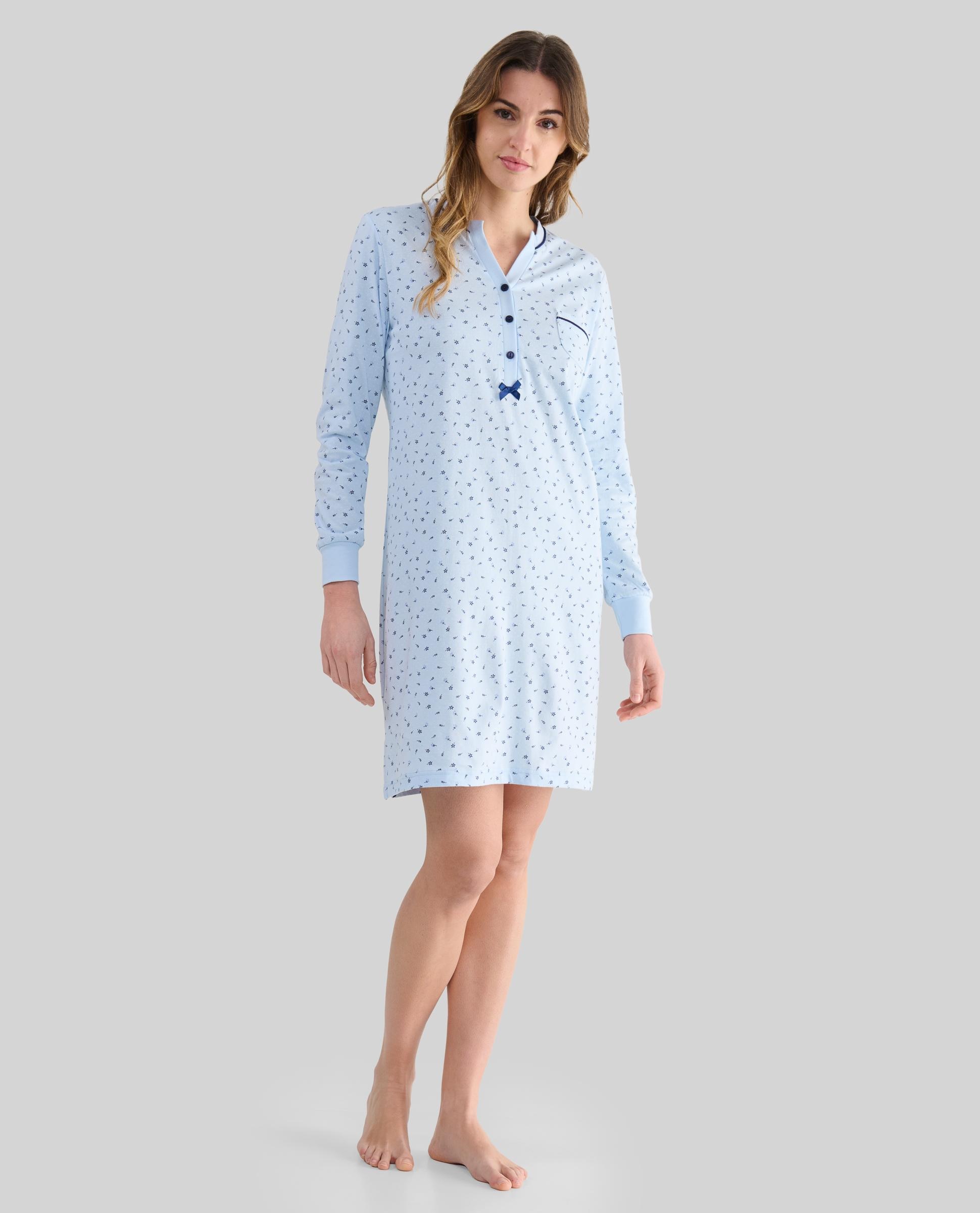Camisola Comprida Estampada Azul-celeste-1