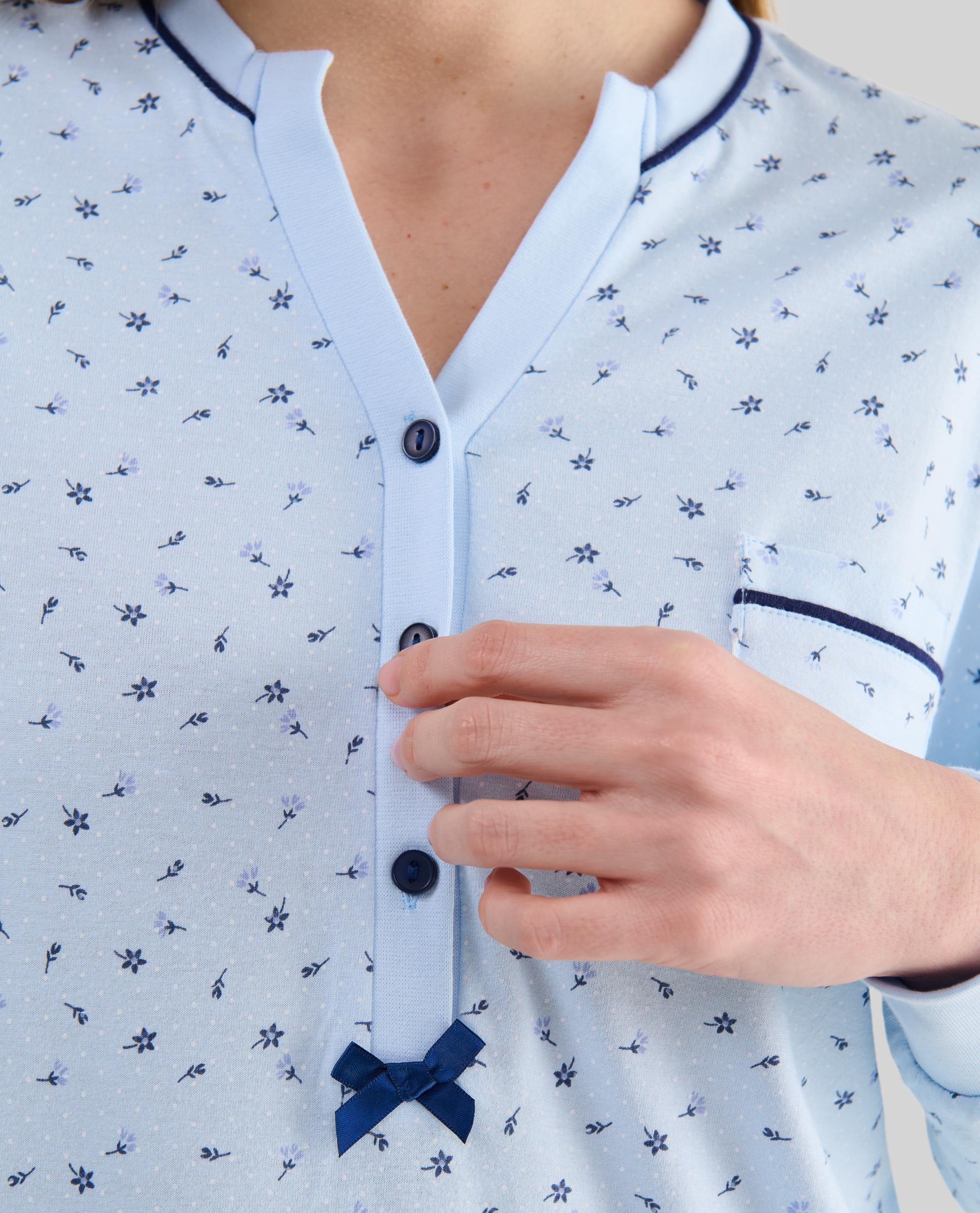 Camisola Comprida Estampada Azul-celeste-4