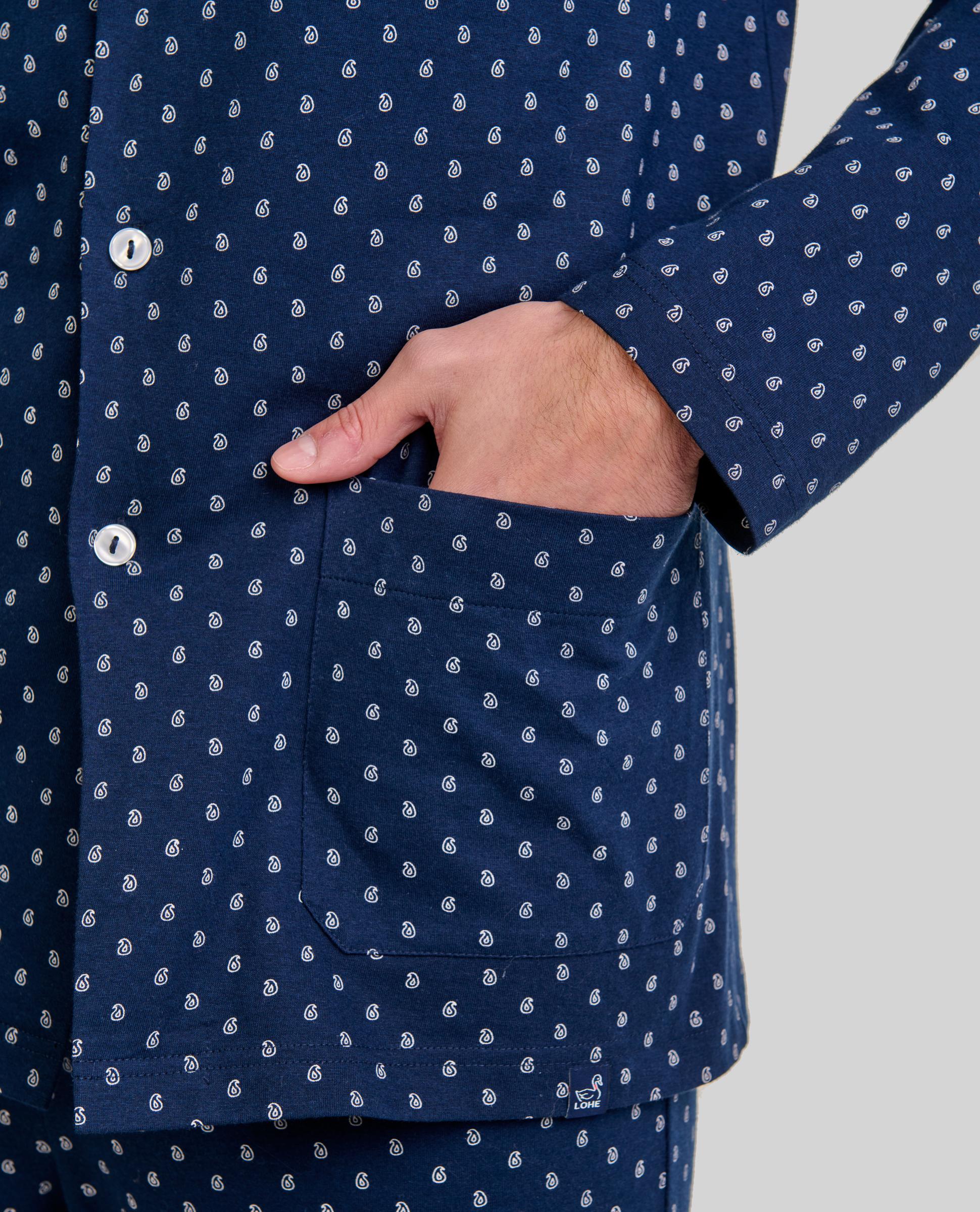 Pijama Comprido de Caxemira Azul-marinho-4