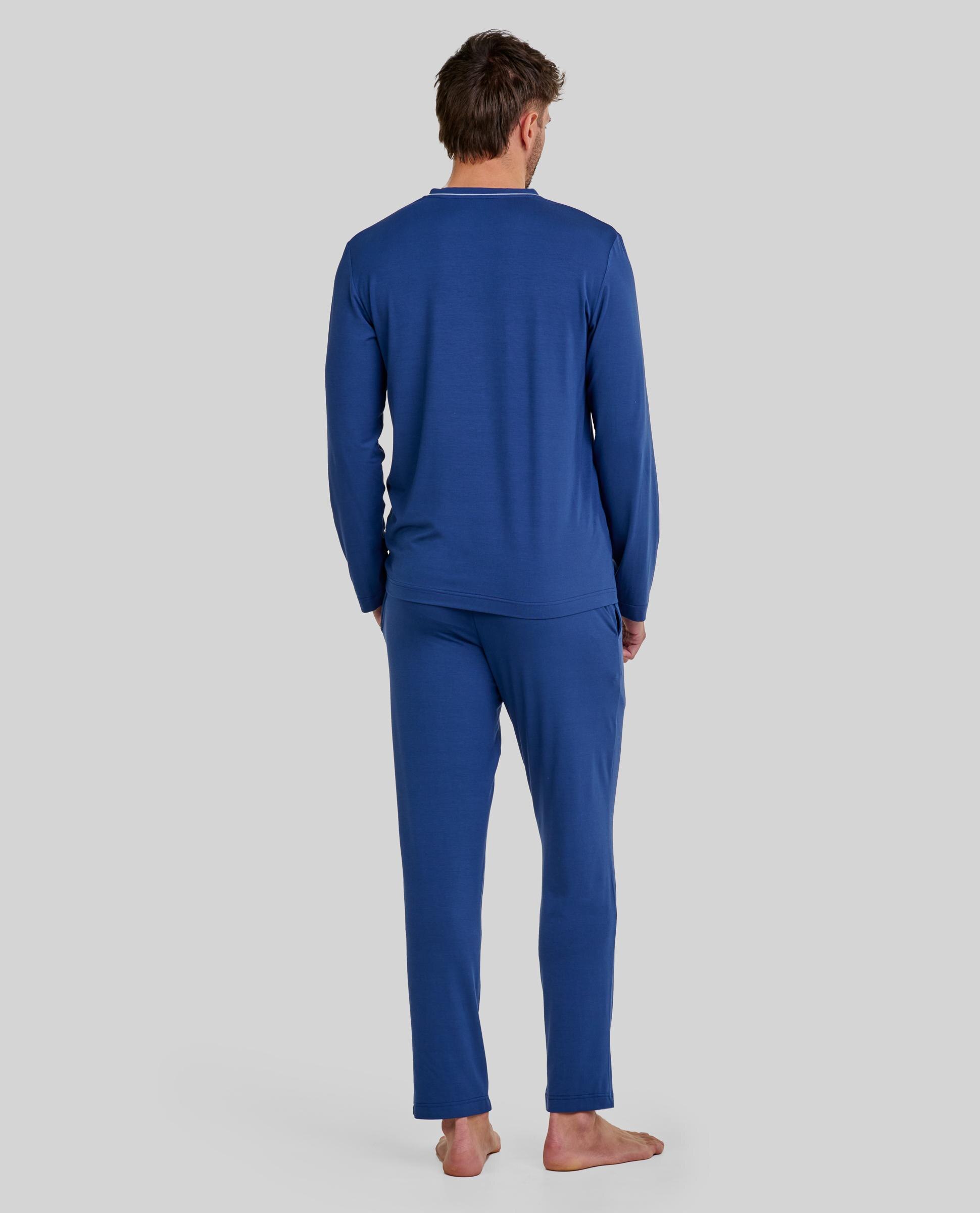 Pijama Comprido com Bolso Azul-2