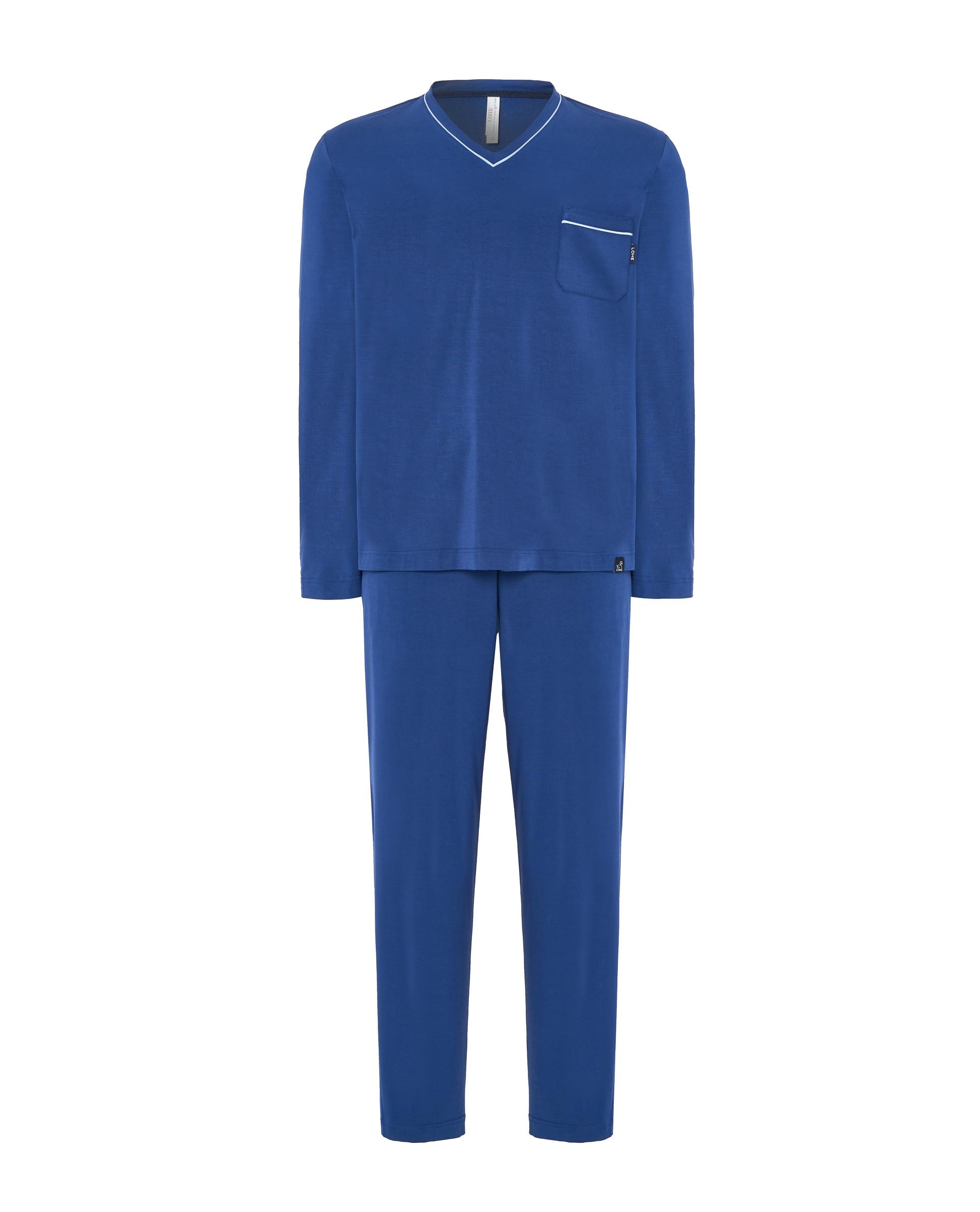 Pijama Comprido com Bolso Azul-3