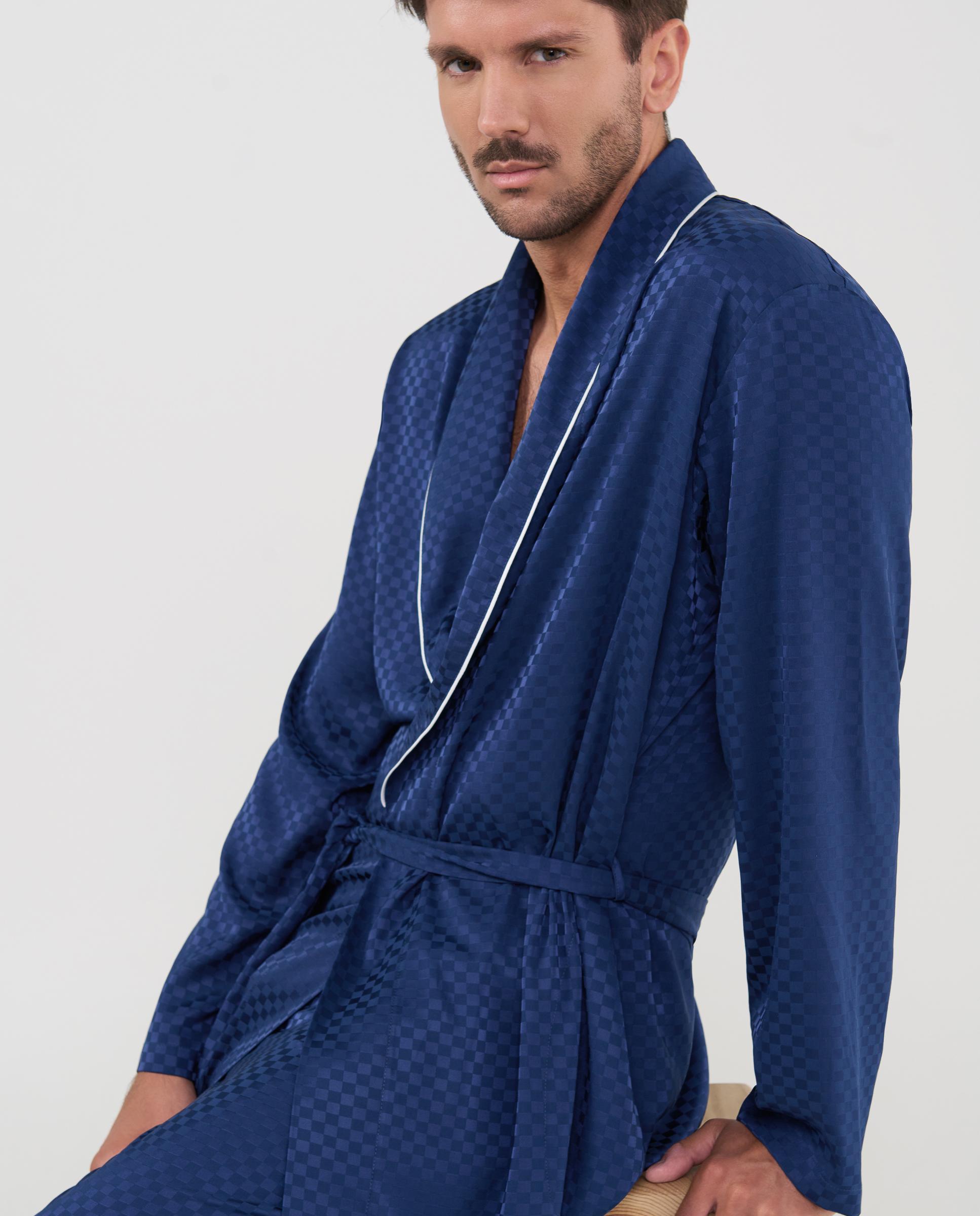 Bata com Cinto Estampada Azul-marinho-4