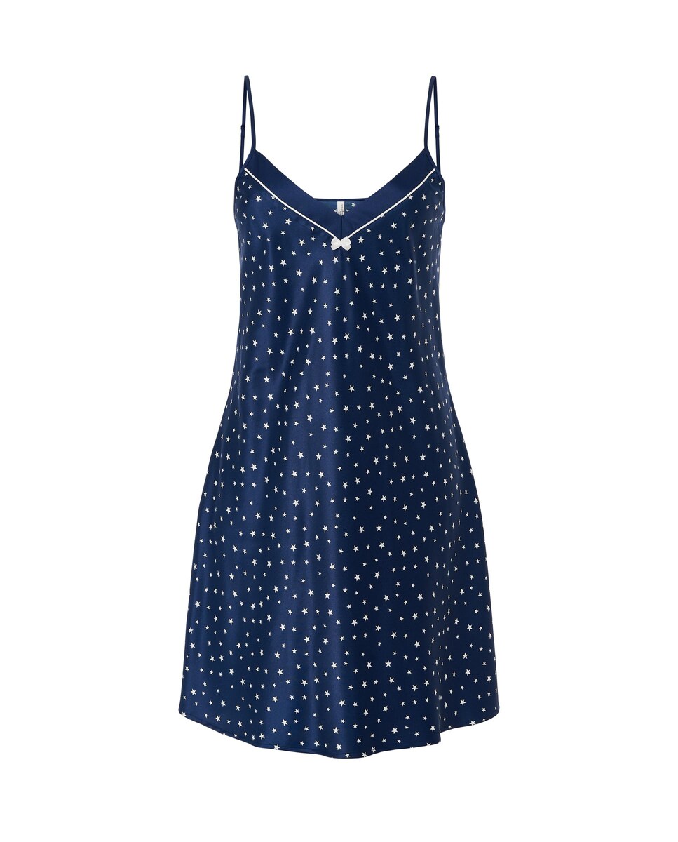 Camisola Curta de Cetim Estampada Azul-marinho-3