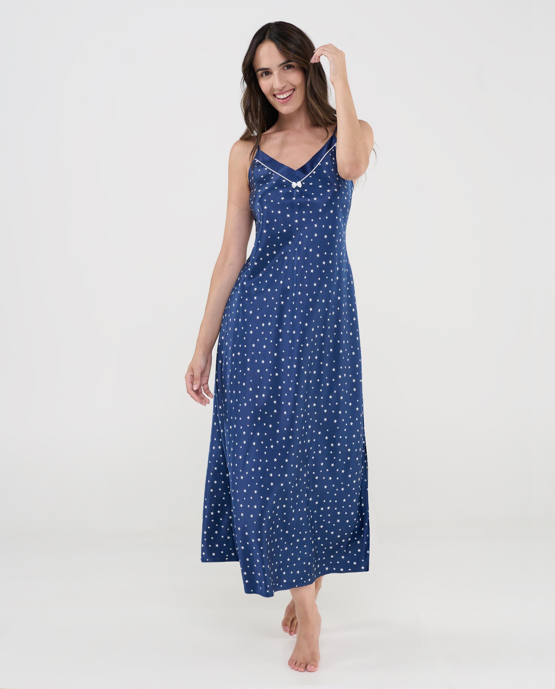 Imagem 0 de Camisa de Dormir Comprida de Cetim Estampada