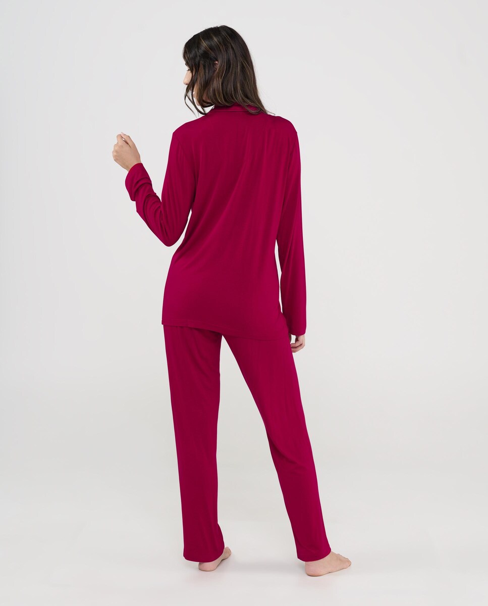 Pijama Completo de Modal Liso Grená-2