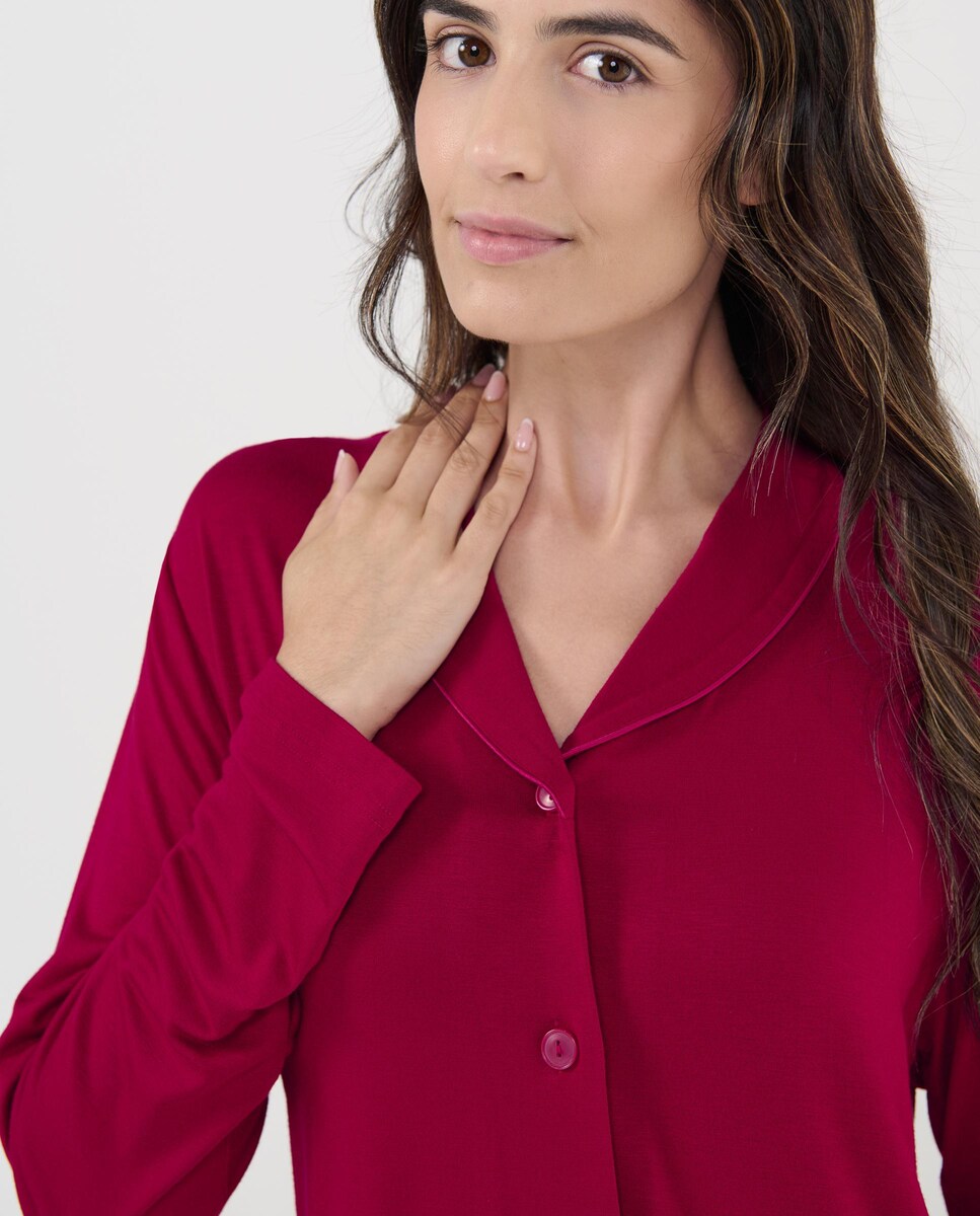 Pijama Completo de Modal Liso Grená-4