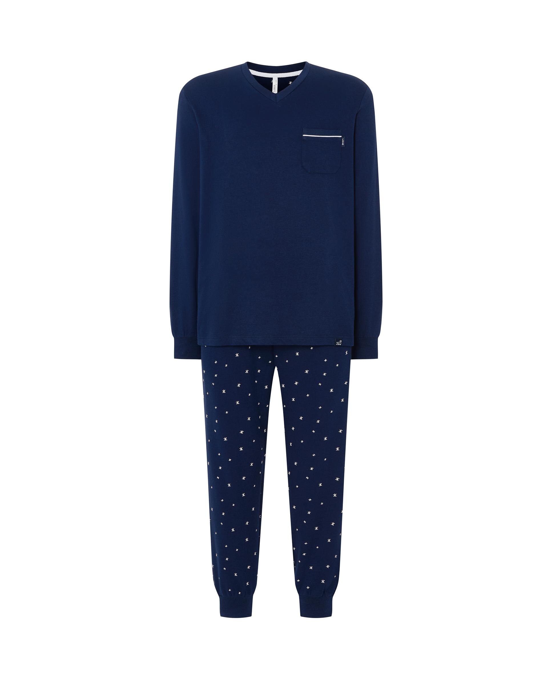 Pijama Comprido Estampado Azul-marinho-3