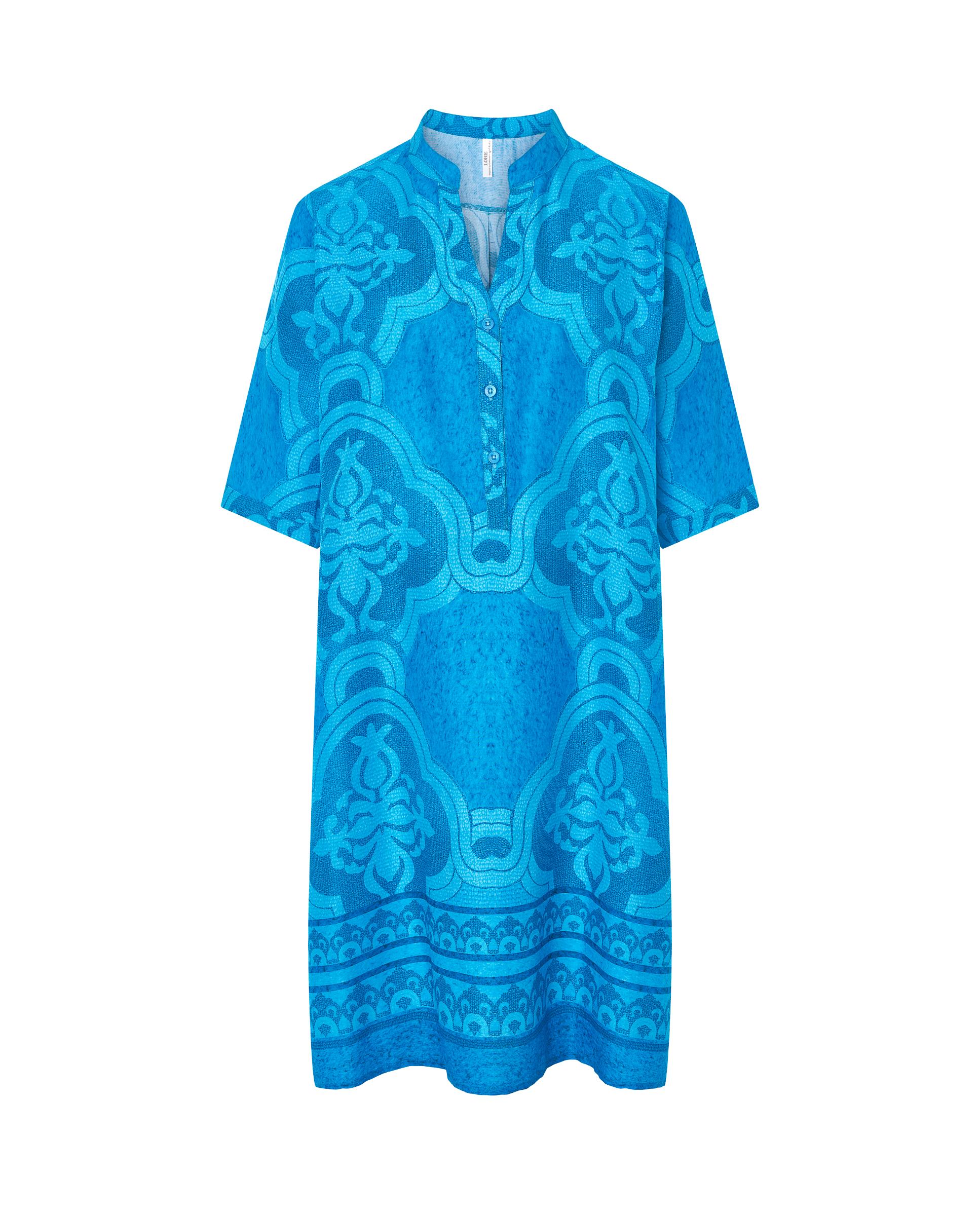 Vestido de Praia Aberto Mosaico Turquesa-3
