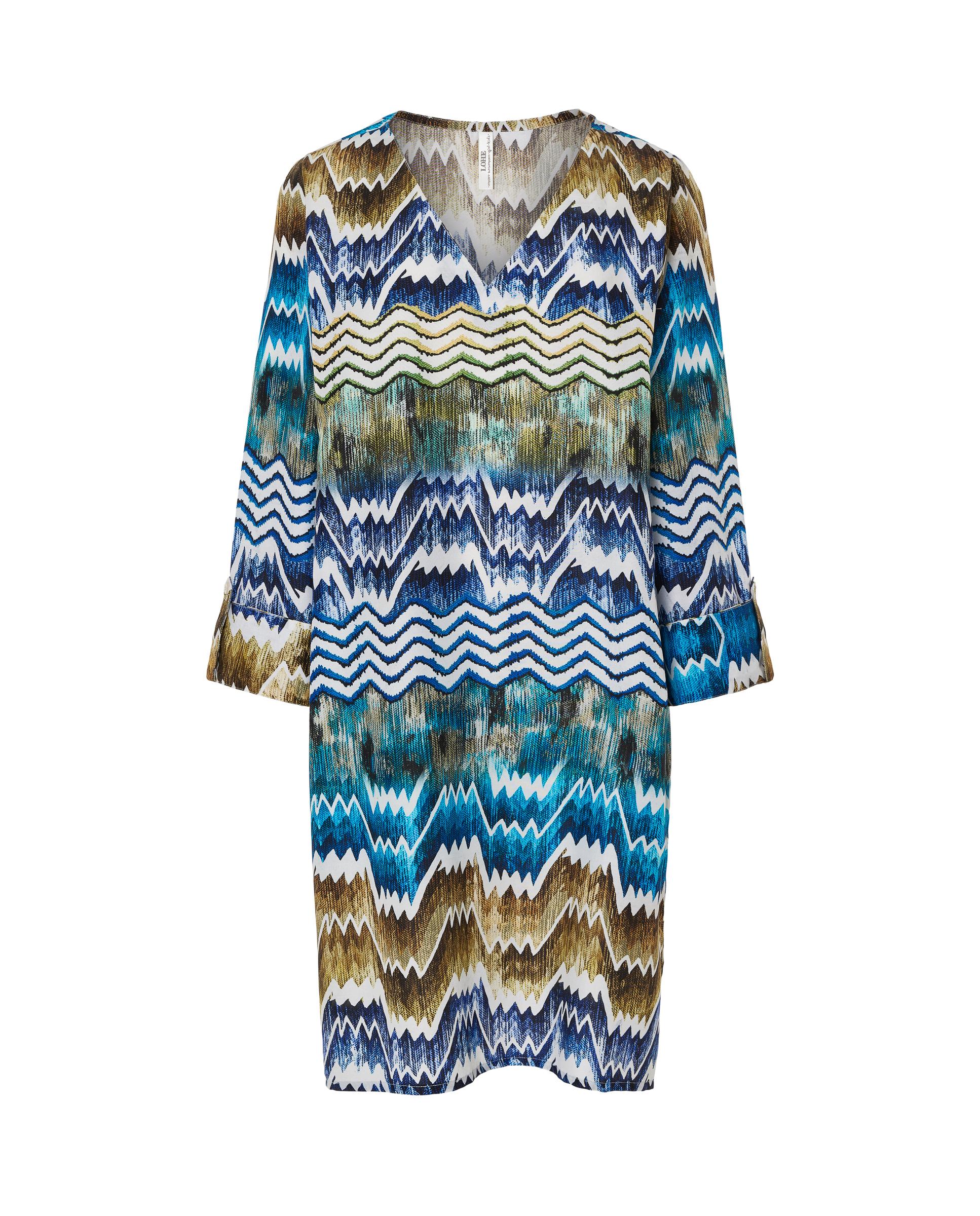 Vestido de Praia com Manga Estampado Azul / Verde-3