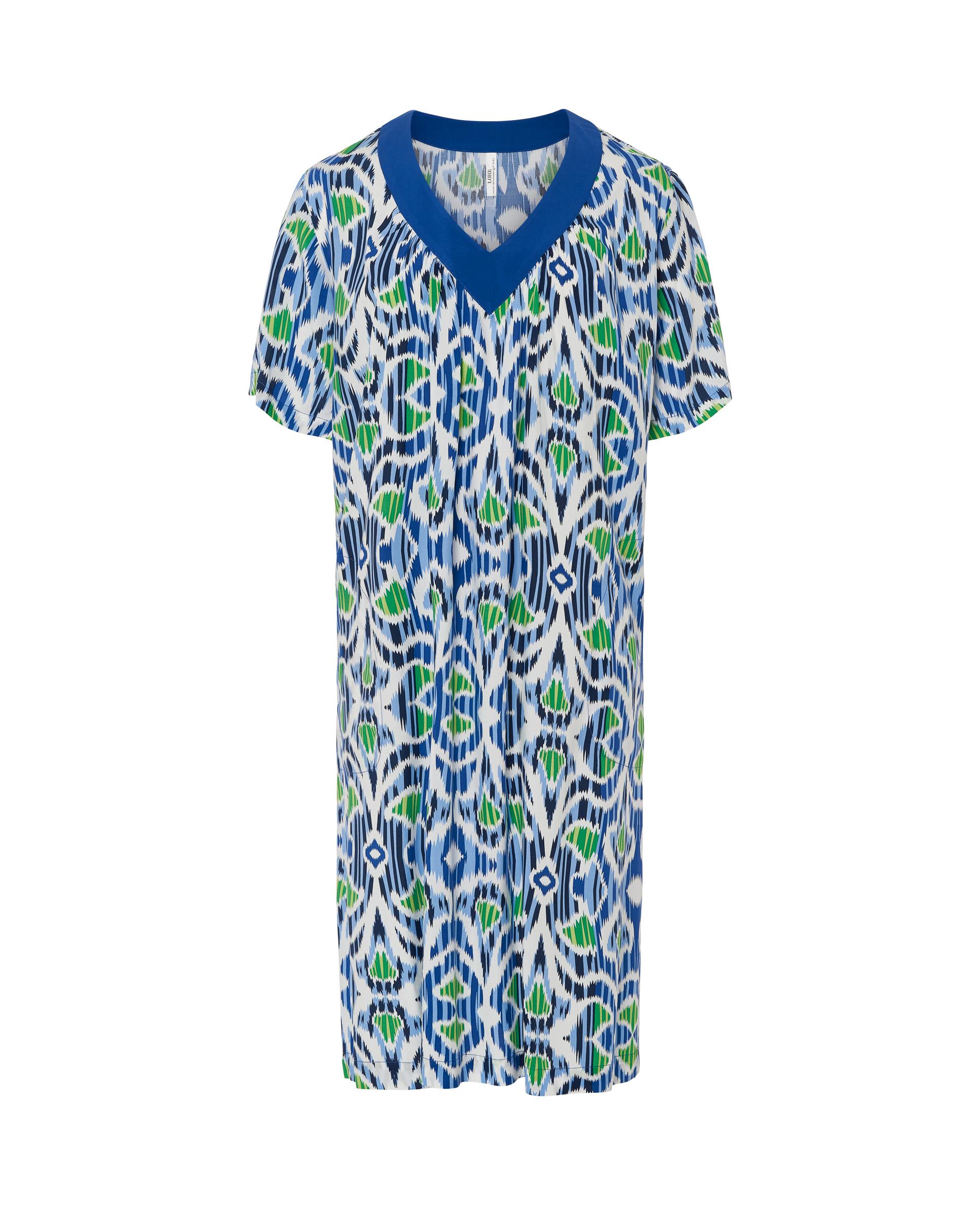 Vestido de Praia de Manga Curta Estampado Azul / Verde-3