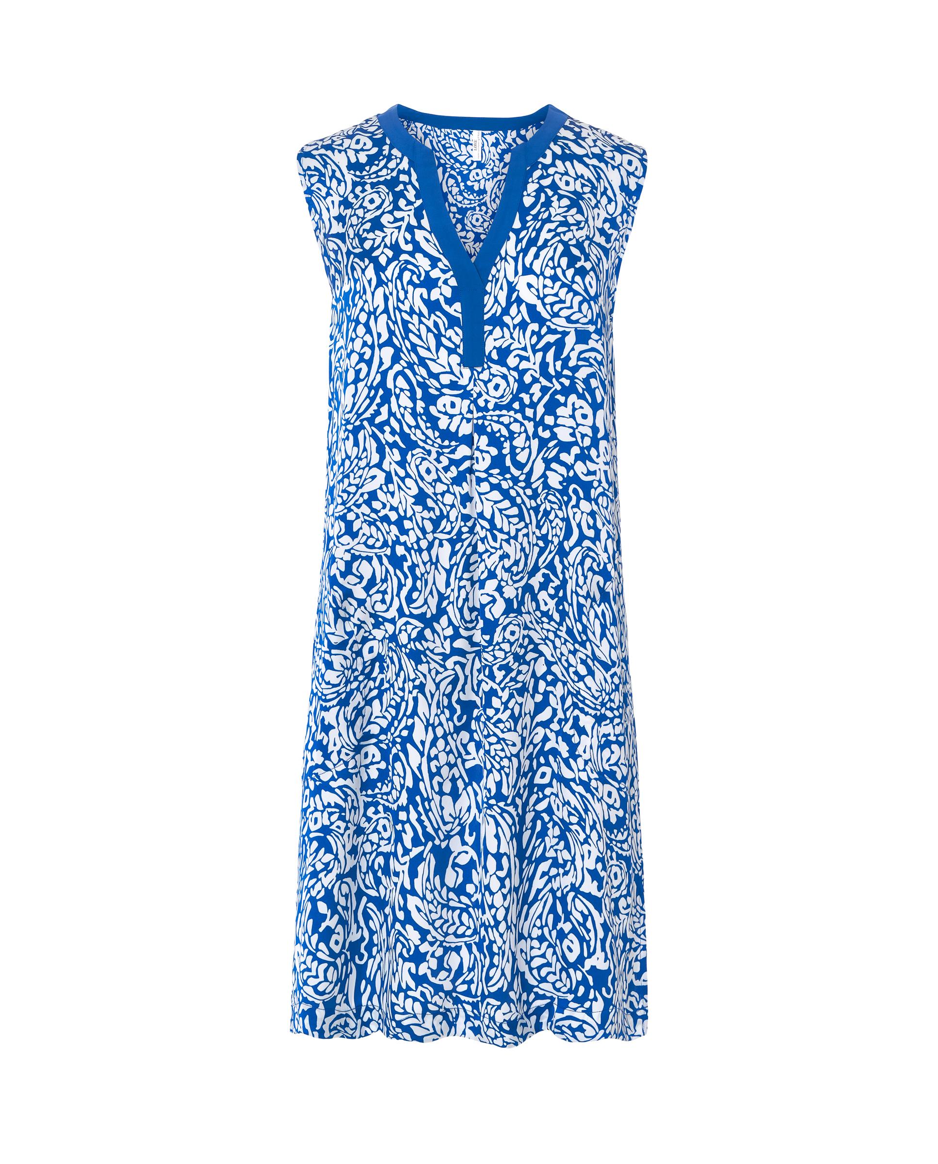 Vestido de Praia Curto sem Mangas Estampado Azul / Branco-3