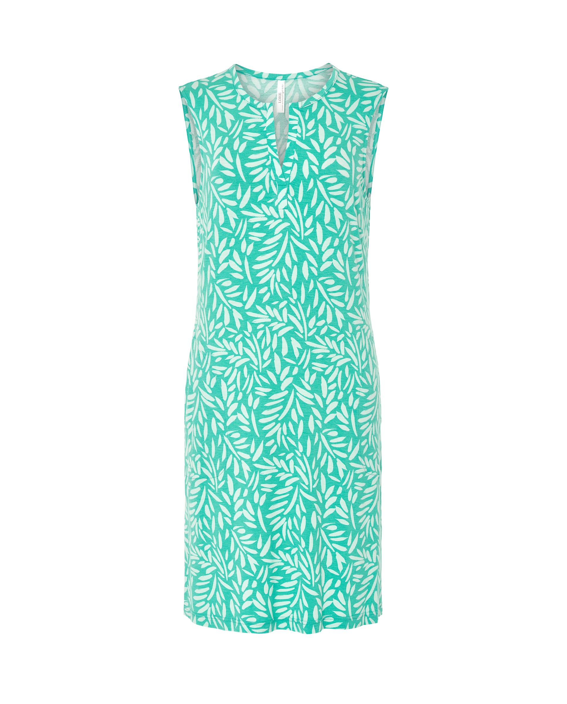 Vestido de Praia Curto sem Mangas Estampado Verde-3