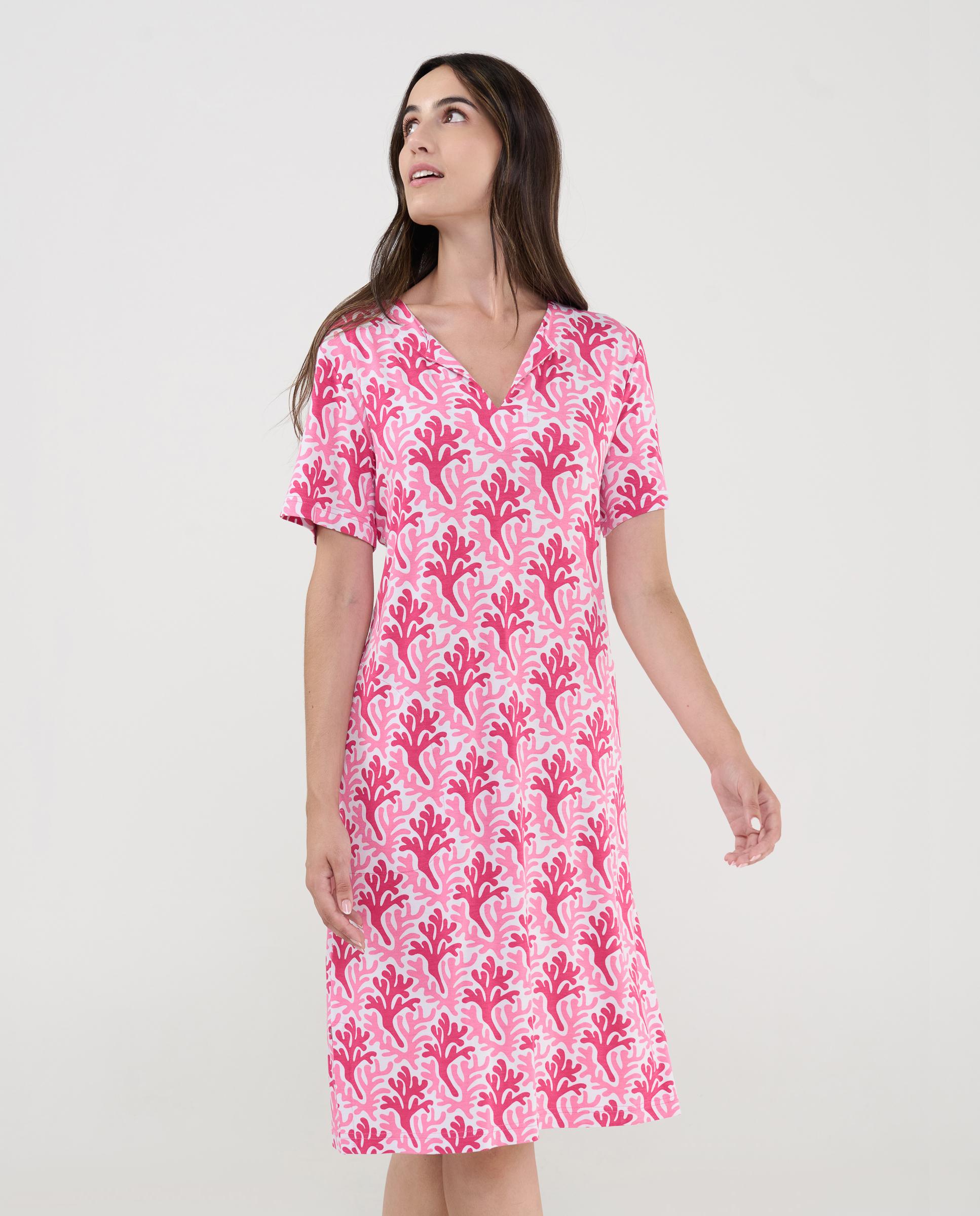 Imagem 0 de Vestido de Praia de Manga Curta Estampado