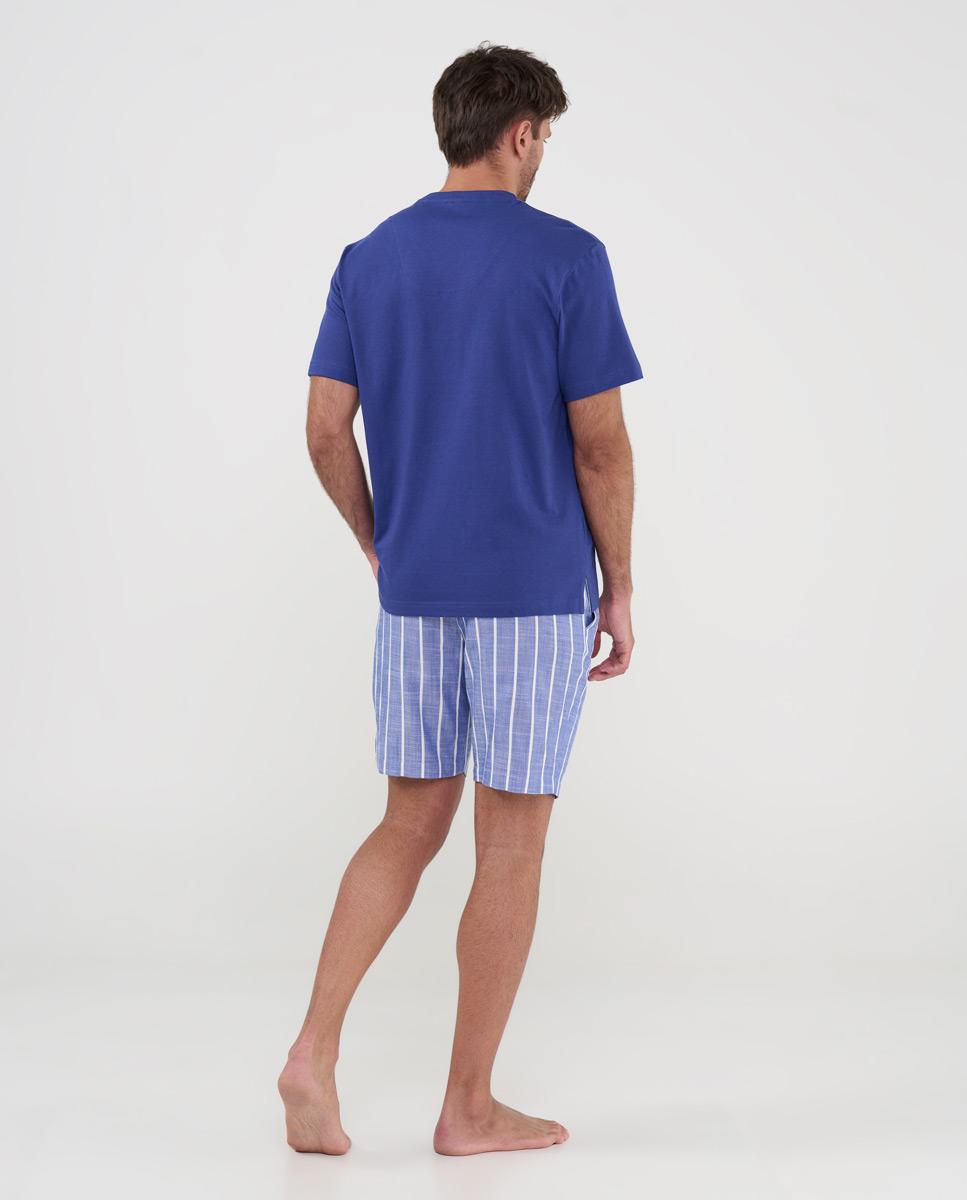 Pijama Curto Às Riscas Azul-2