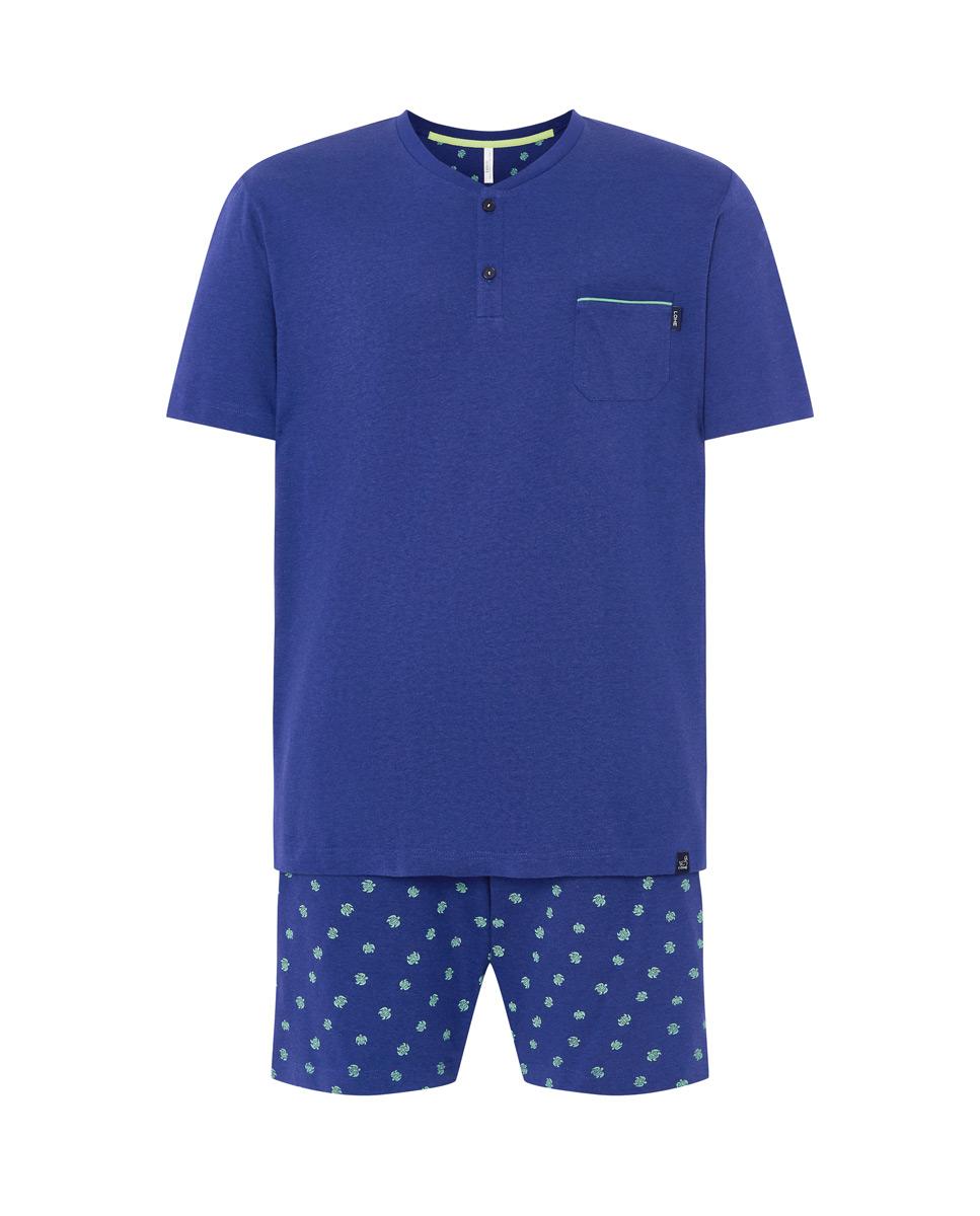 Pijama Curto Estampado Azul-3