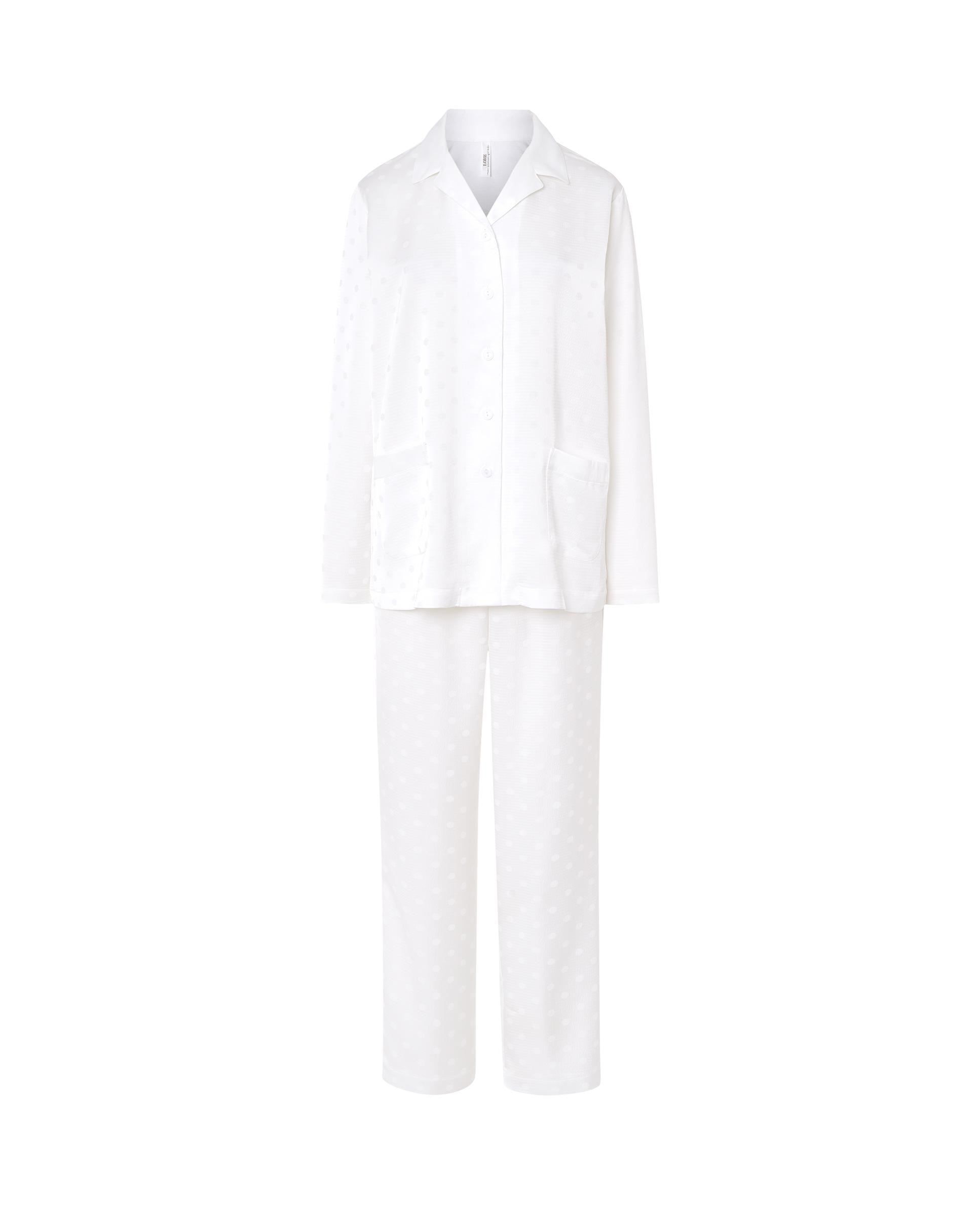 Pijama Completo Comprido Tipo Camisa Marfim-3