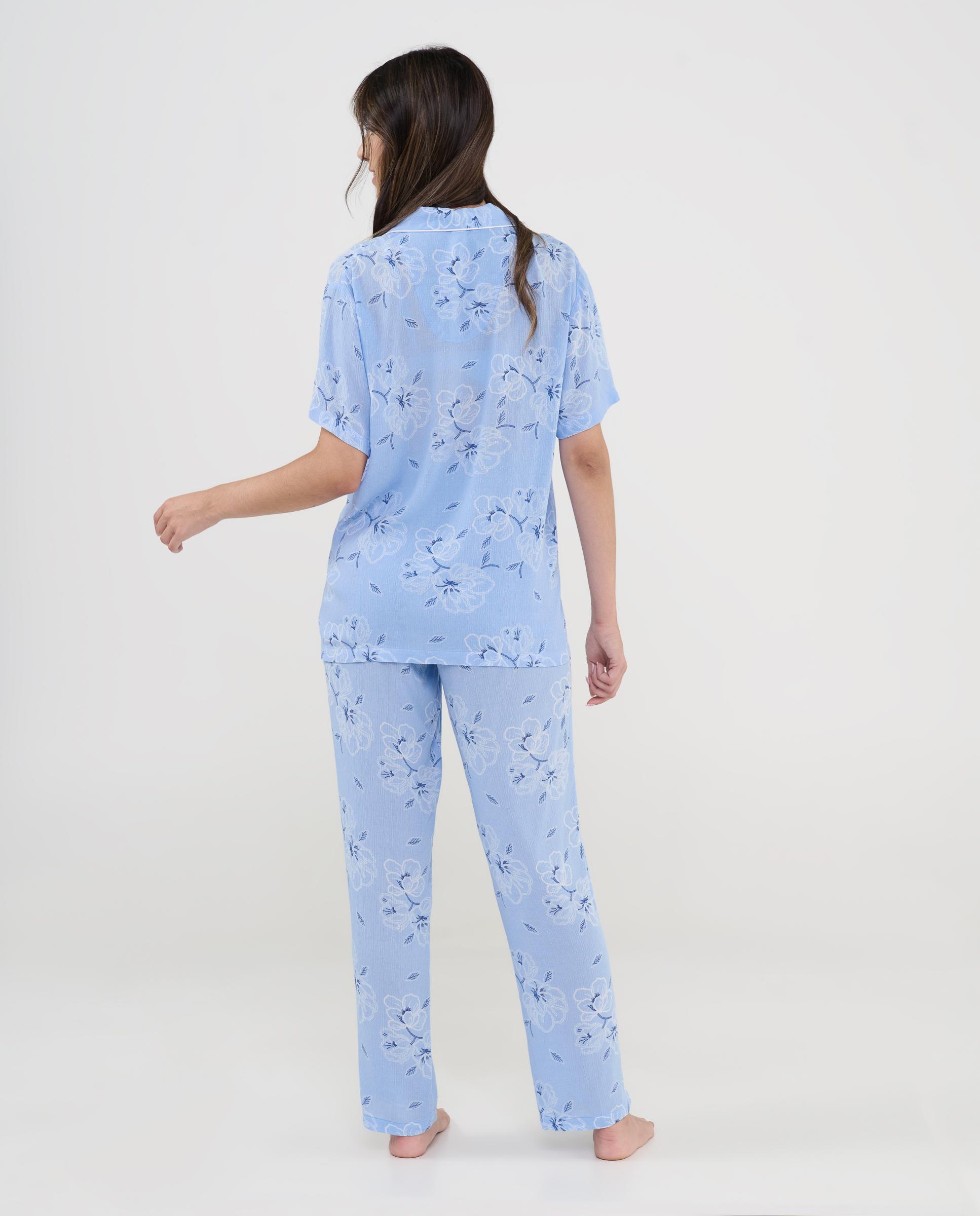 Pijama Completo Comprido Estampado Azul-celeste-2