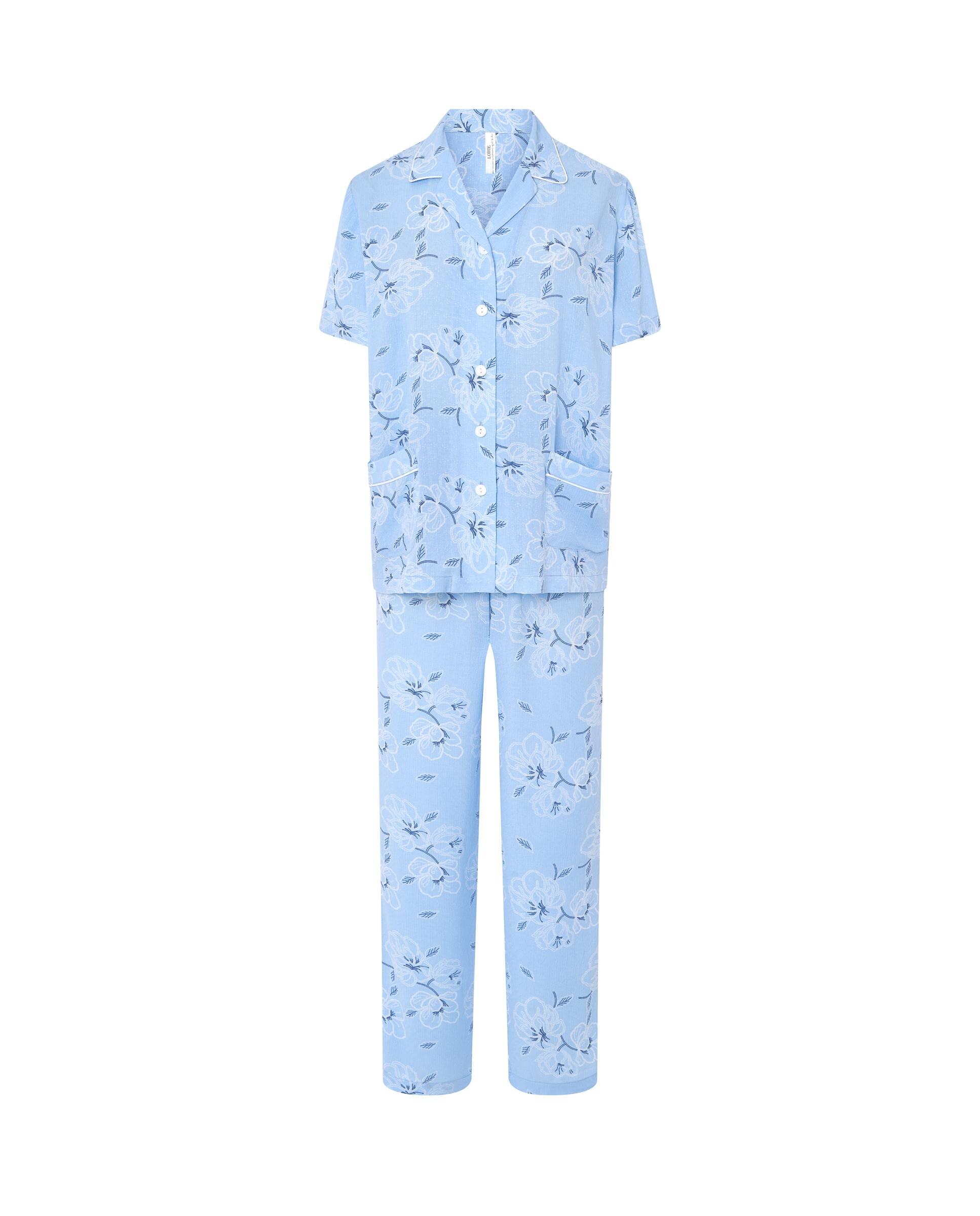 Pijama Completo Comprido Estampado Azul-celeste-3