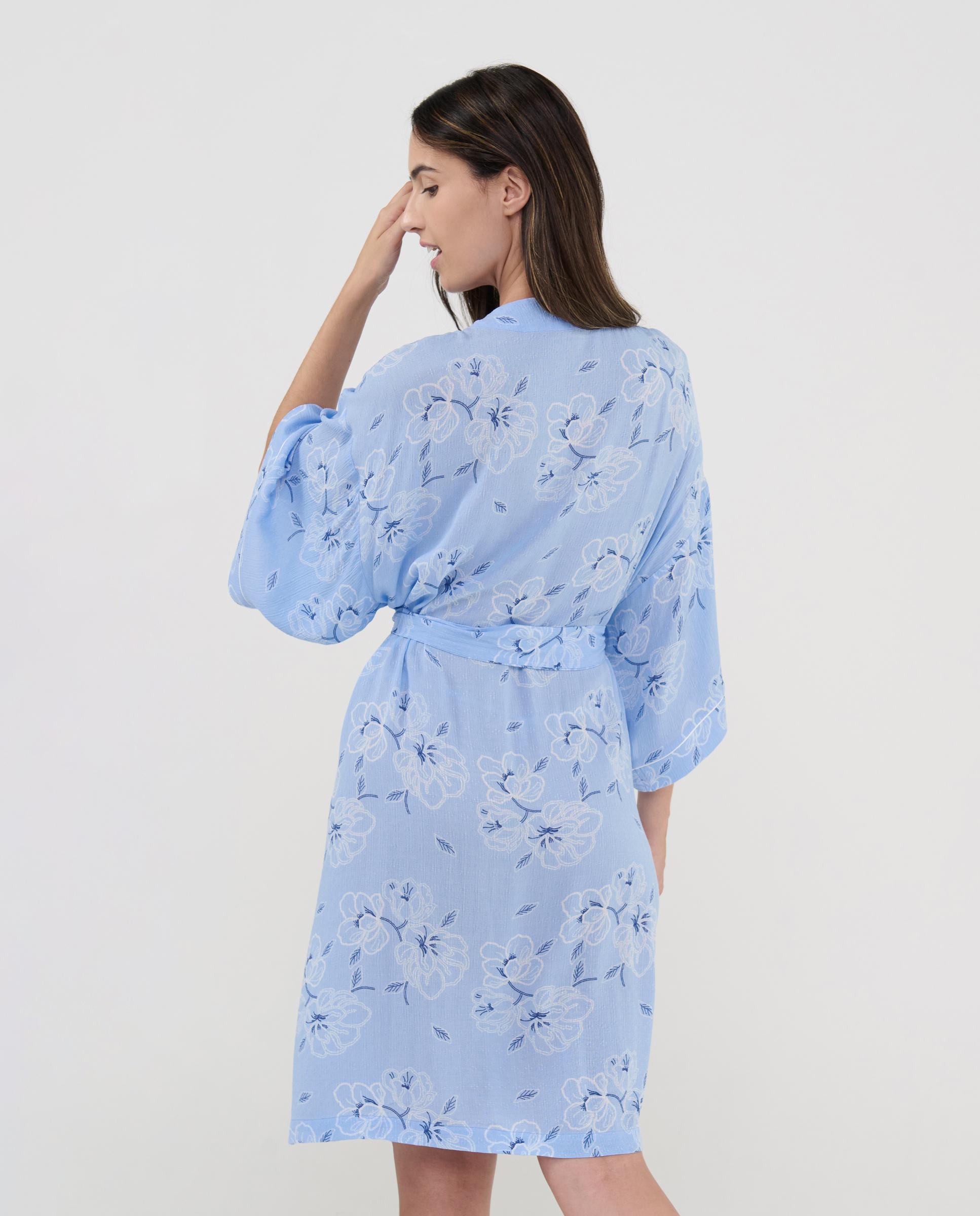 Robe Curto Celeste com Estampado de Flores Azul-celeste-2