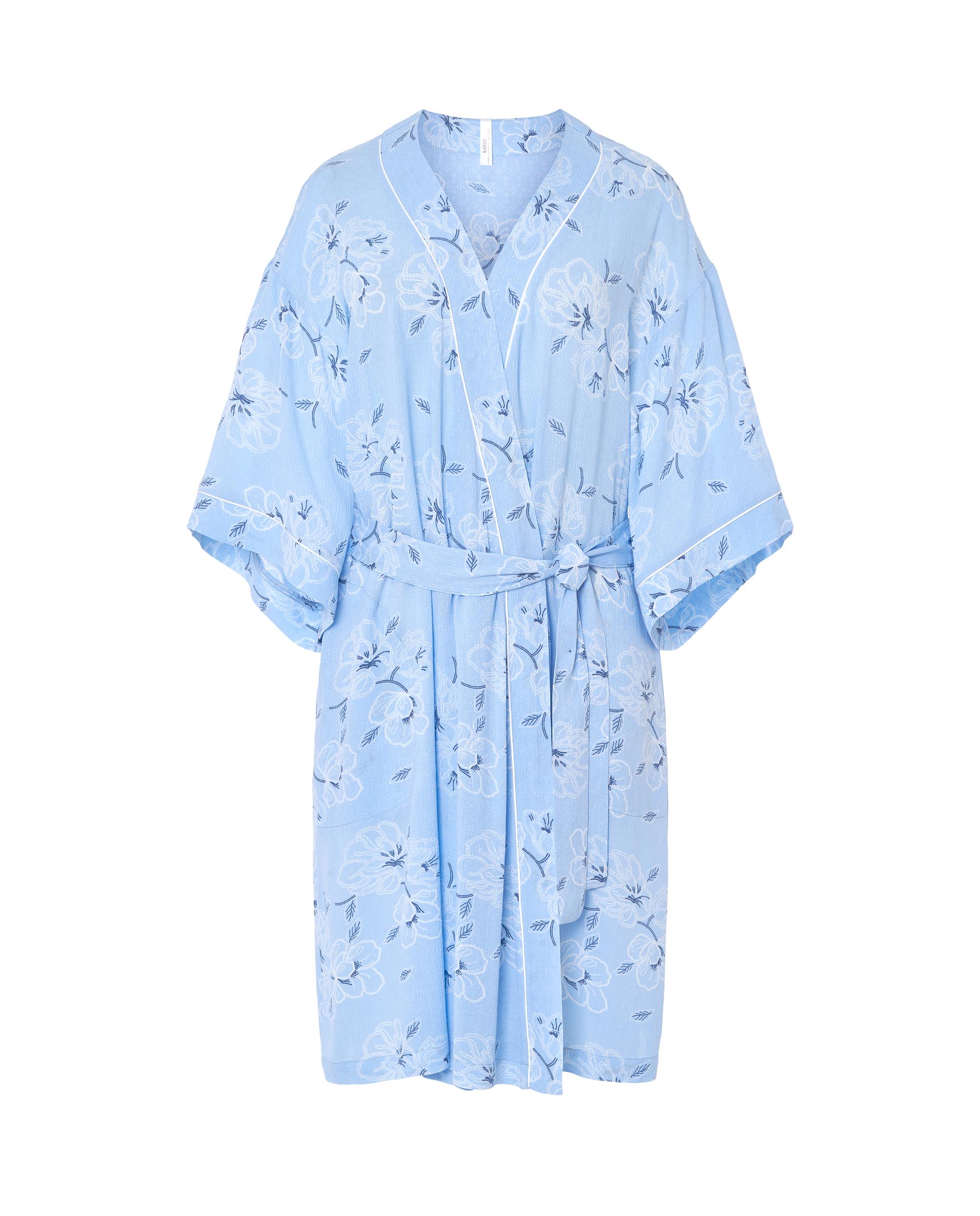 Robe Curto Celeste com Estampado de Flores Azul-celeste-3