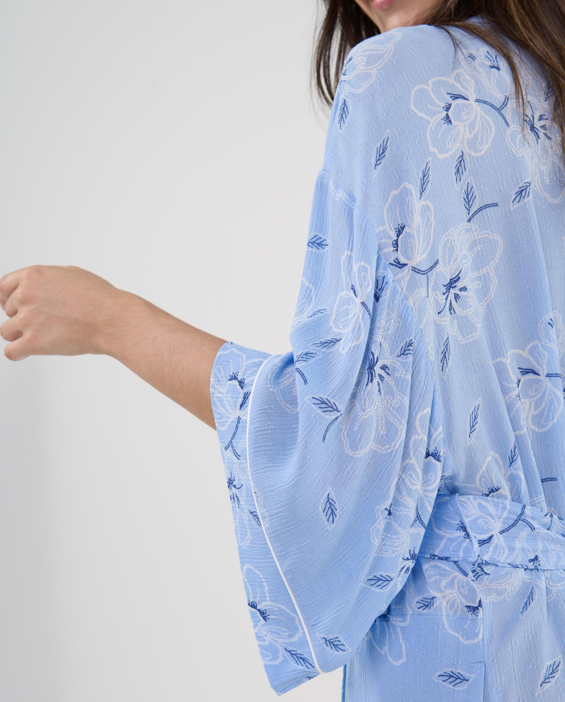 Robe Curto Celeste com Estampado de Flores Azul-celeste-4