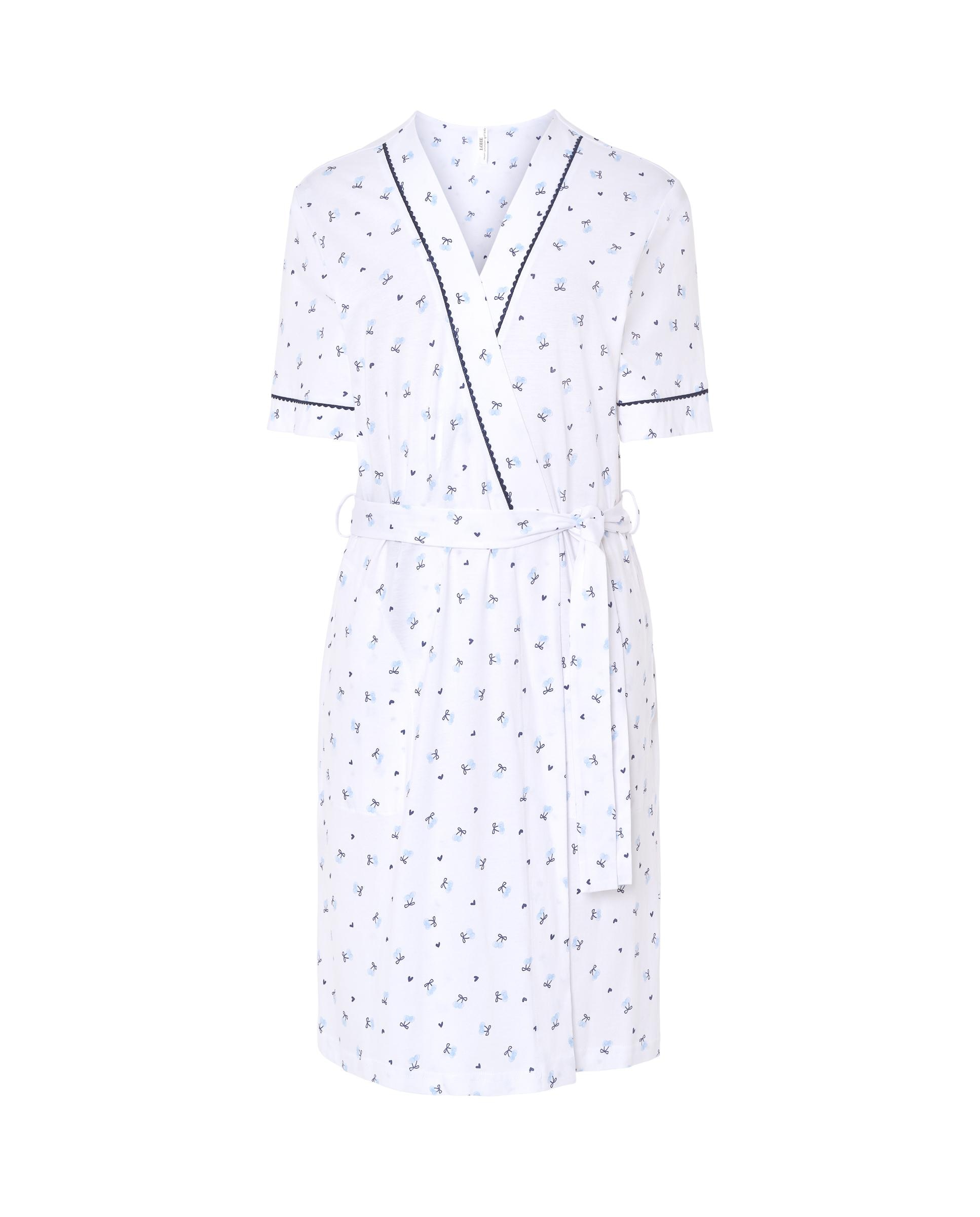 Robe Curto com Vivo com Estampado Azul / Branco-3