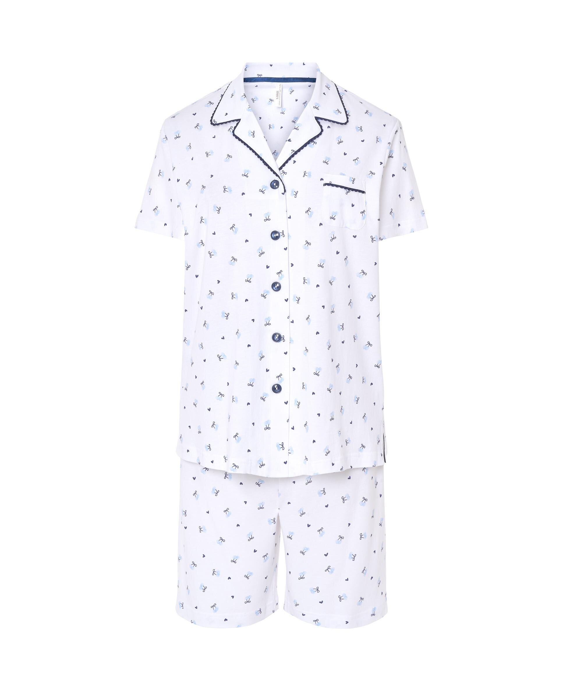 Pijama Completo Curto com Estampado Branco-3