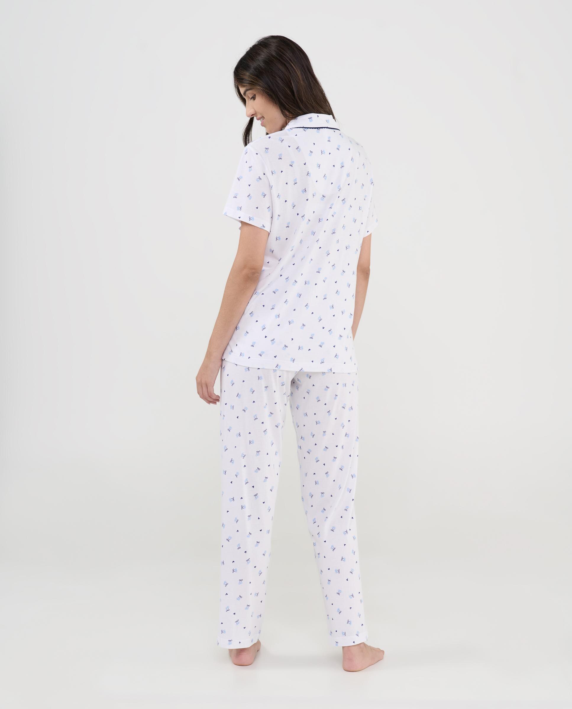 Pijama Completo Comprido Estampado Azul / Branco-2