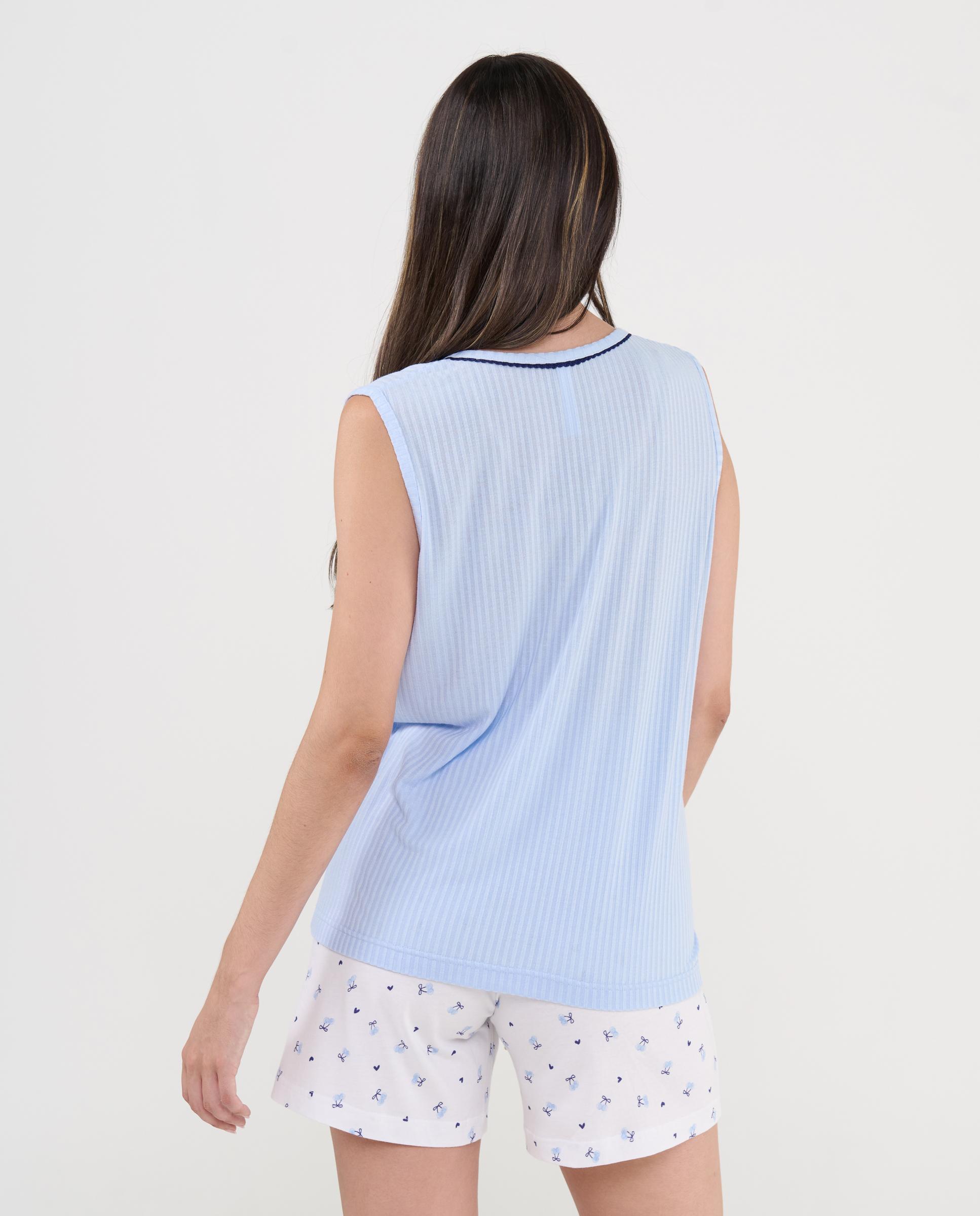 Pijama Completo Curto com Estampado Azul-celeste-2