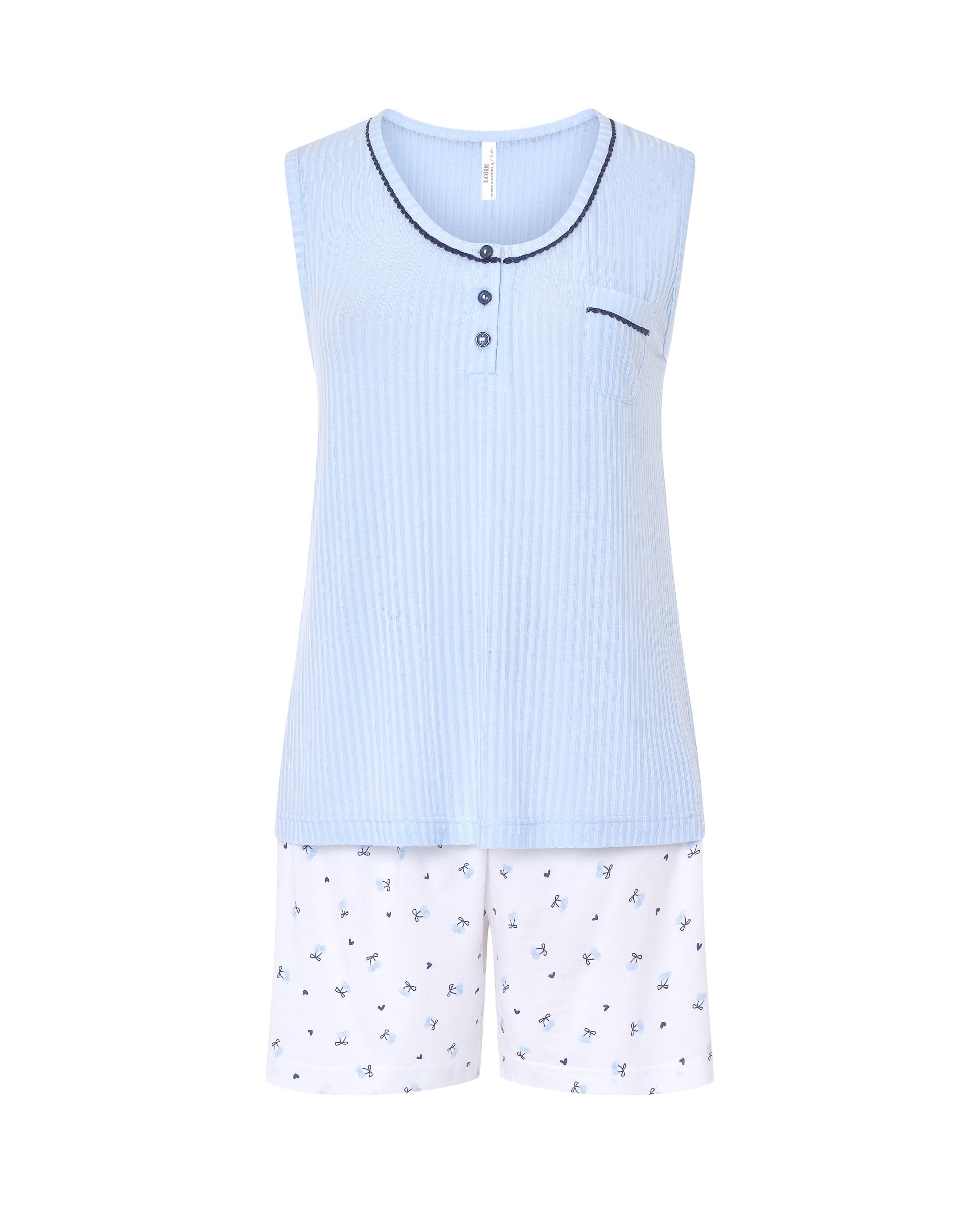 Pijama Completo Curto com Estampado Azul-celeste-3