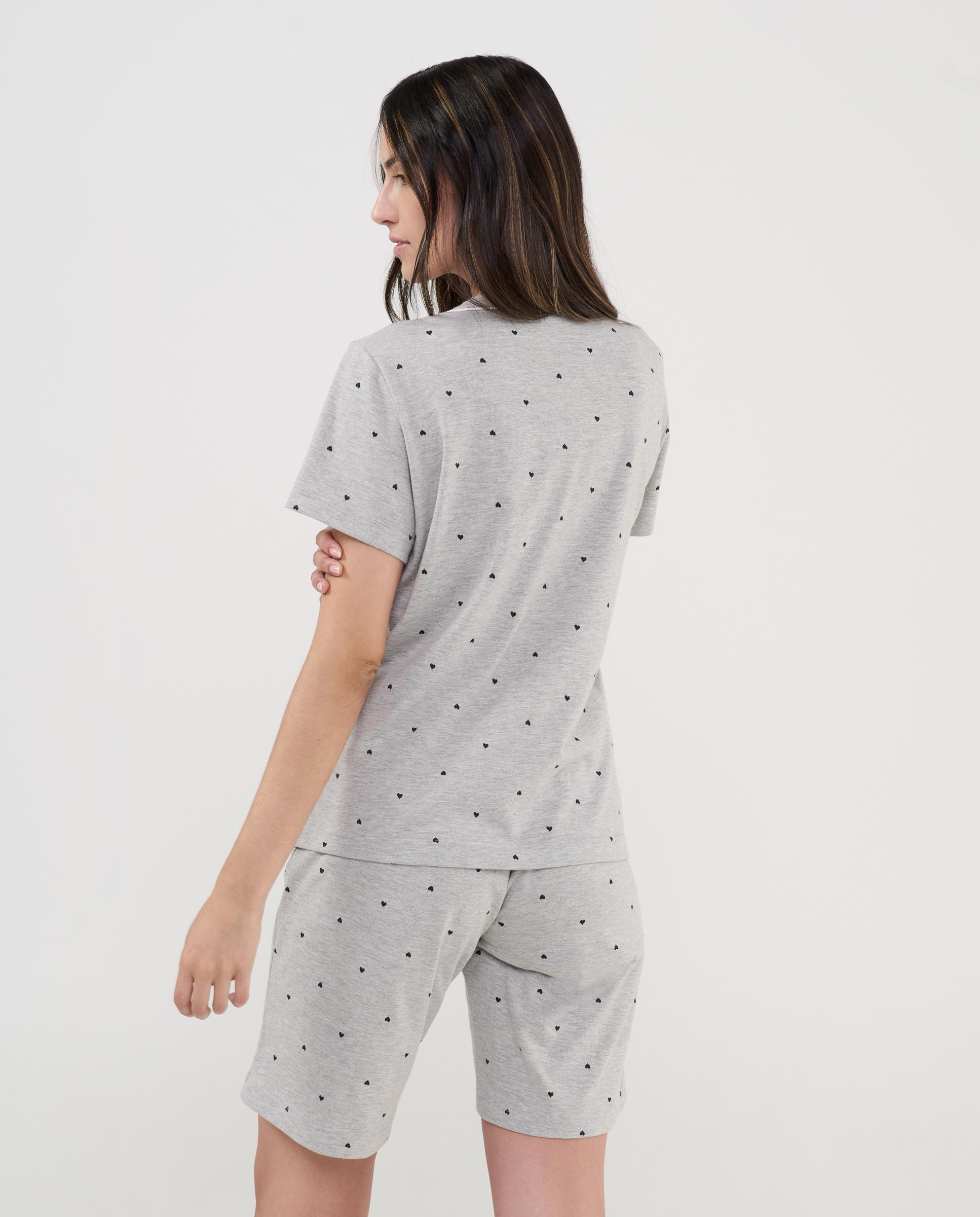 Pijama Completo Curto com Estampado Cinzento-2