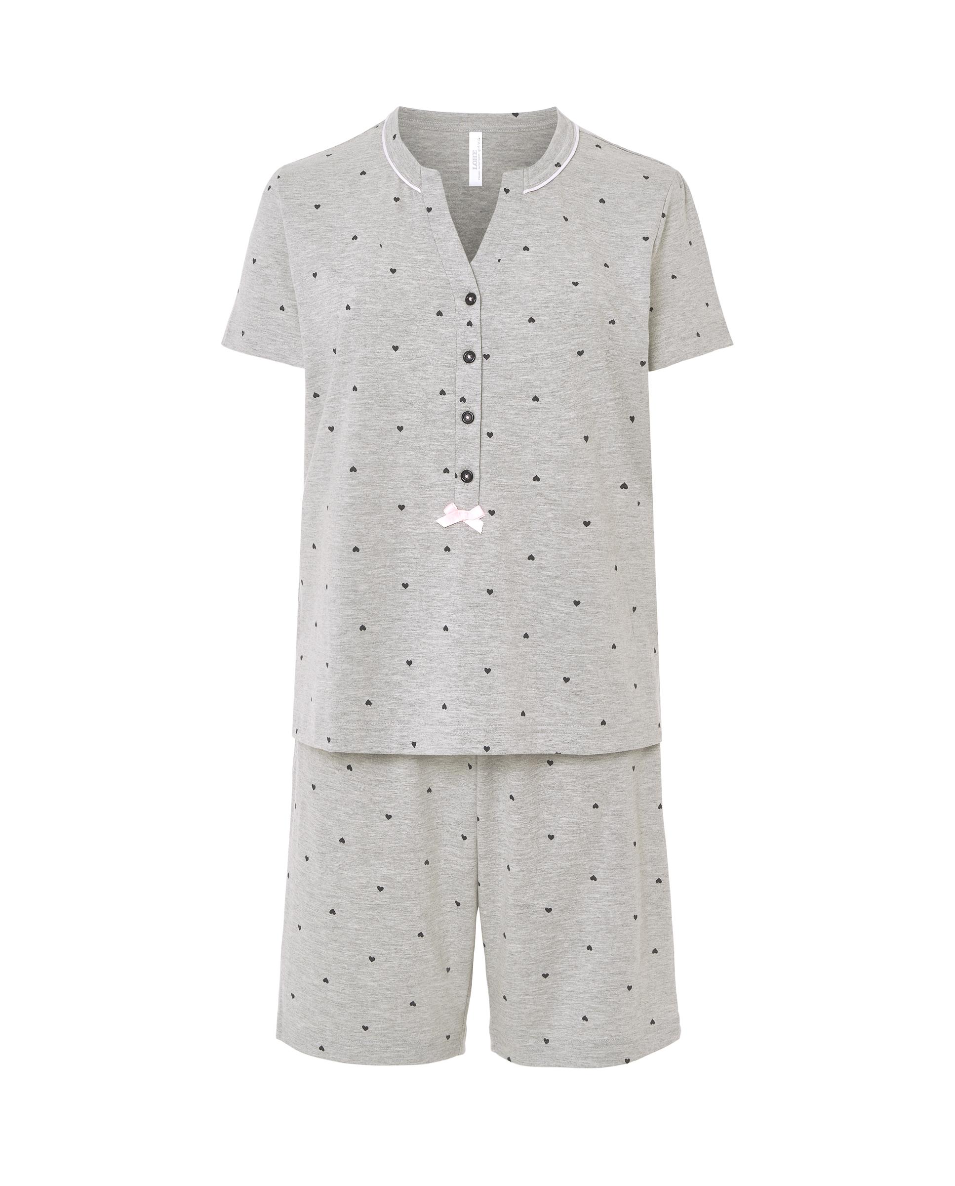 Pijama Completo Curto com Estampado Cinzento-3