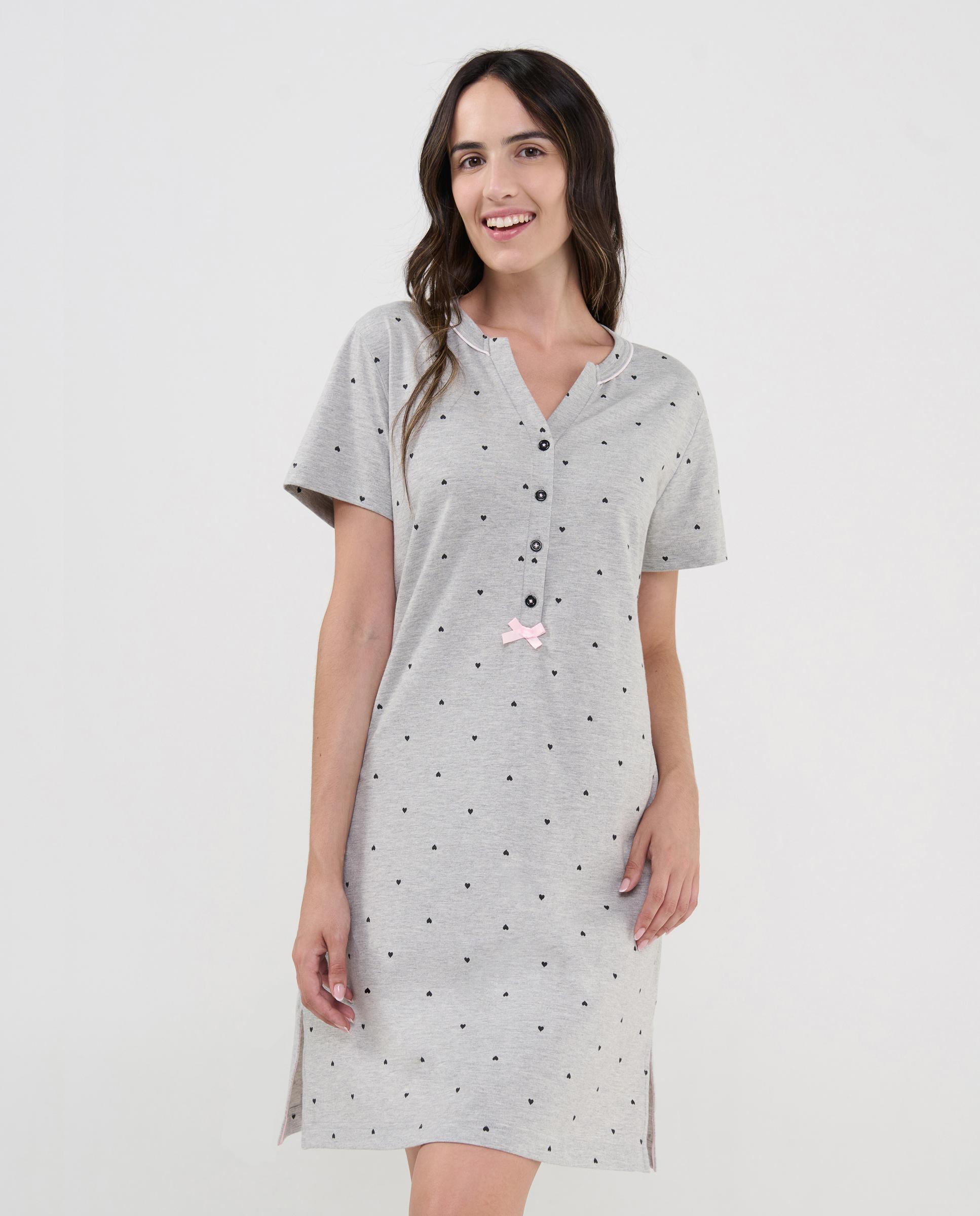 Robe Curto de Manga Curta Estampado Cinzento-1