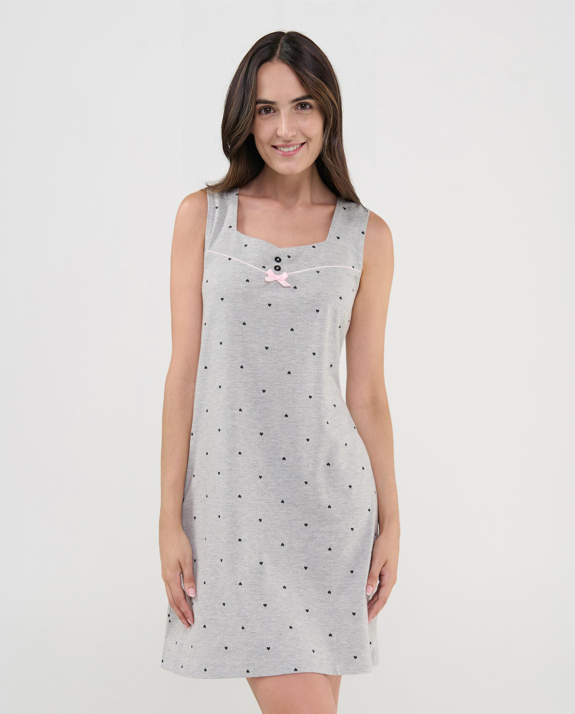 Robe Curto de Alças Largas Estampado Cinzento-1