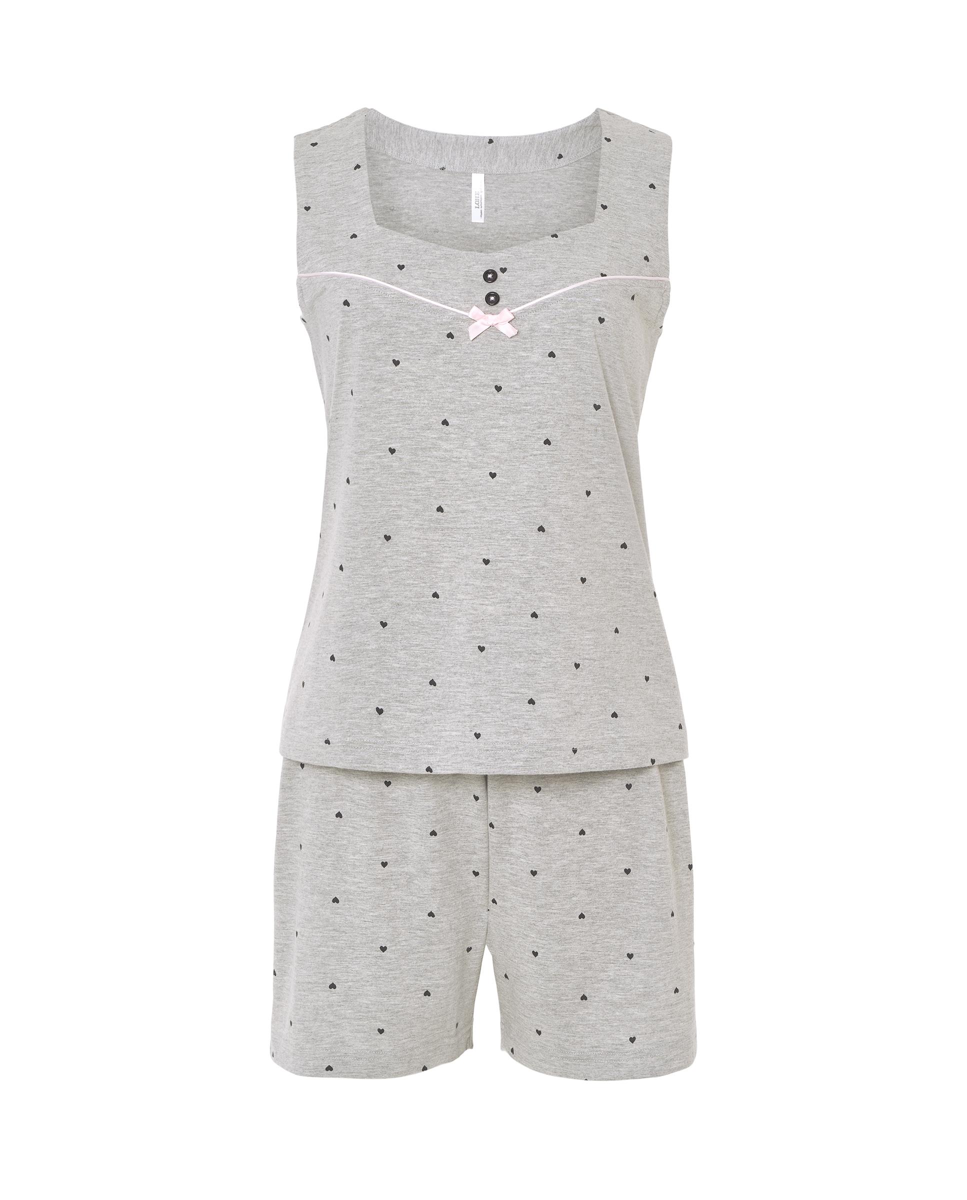 Pijama Completo Curto com Estampado Cinzento-3