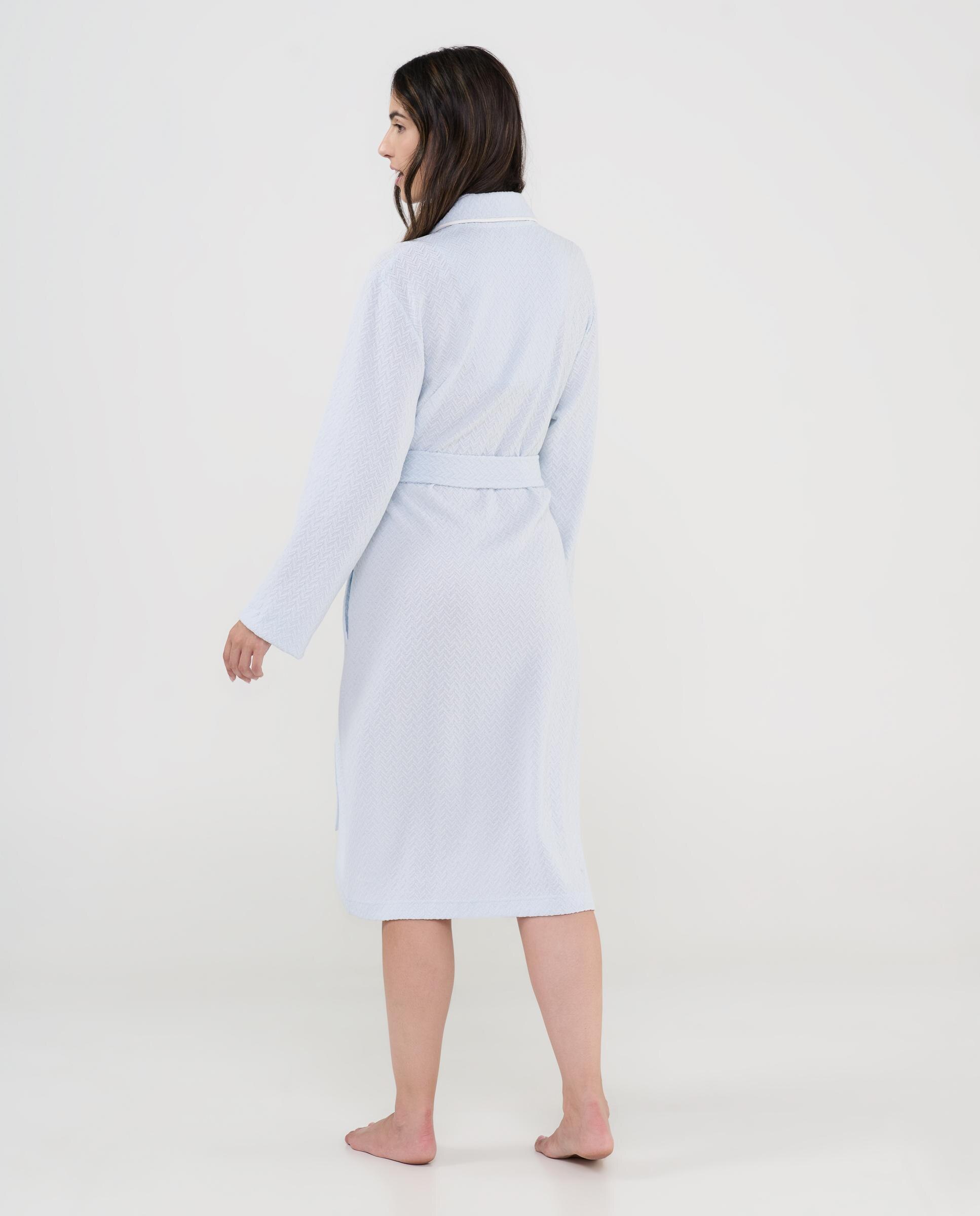 Robe Comprida Interior Jacquard com Botões Azul-celeste-2