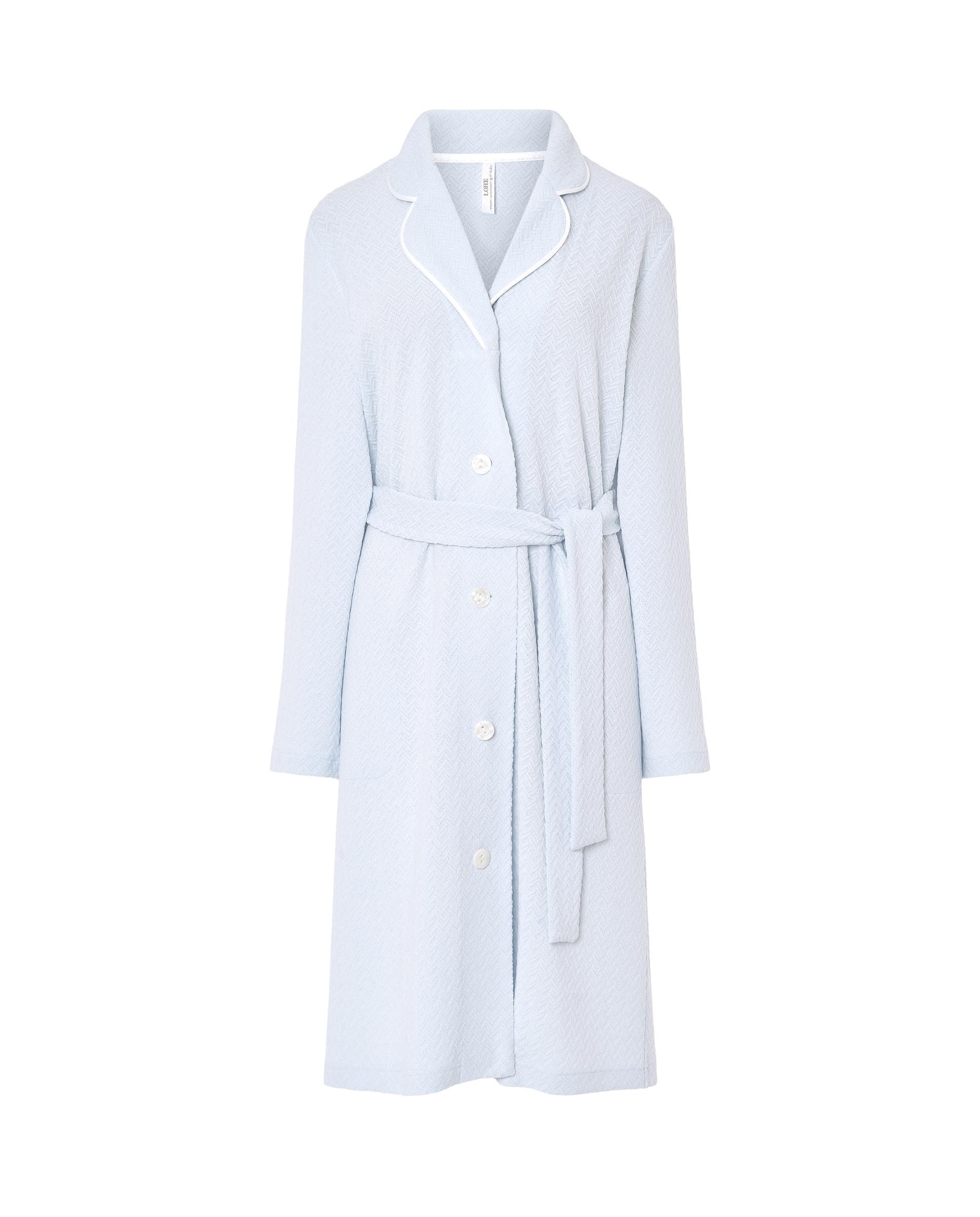 Robe Comprida Interior Jacquard com Botões Azul-celeste-3