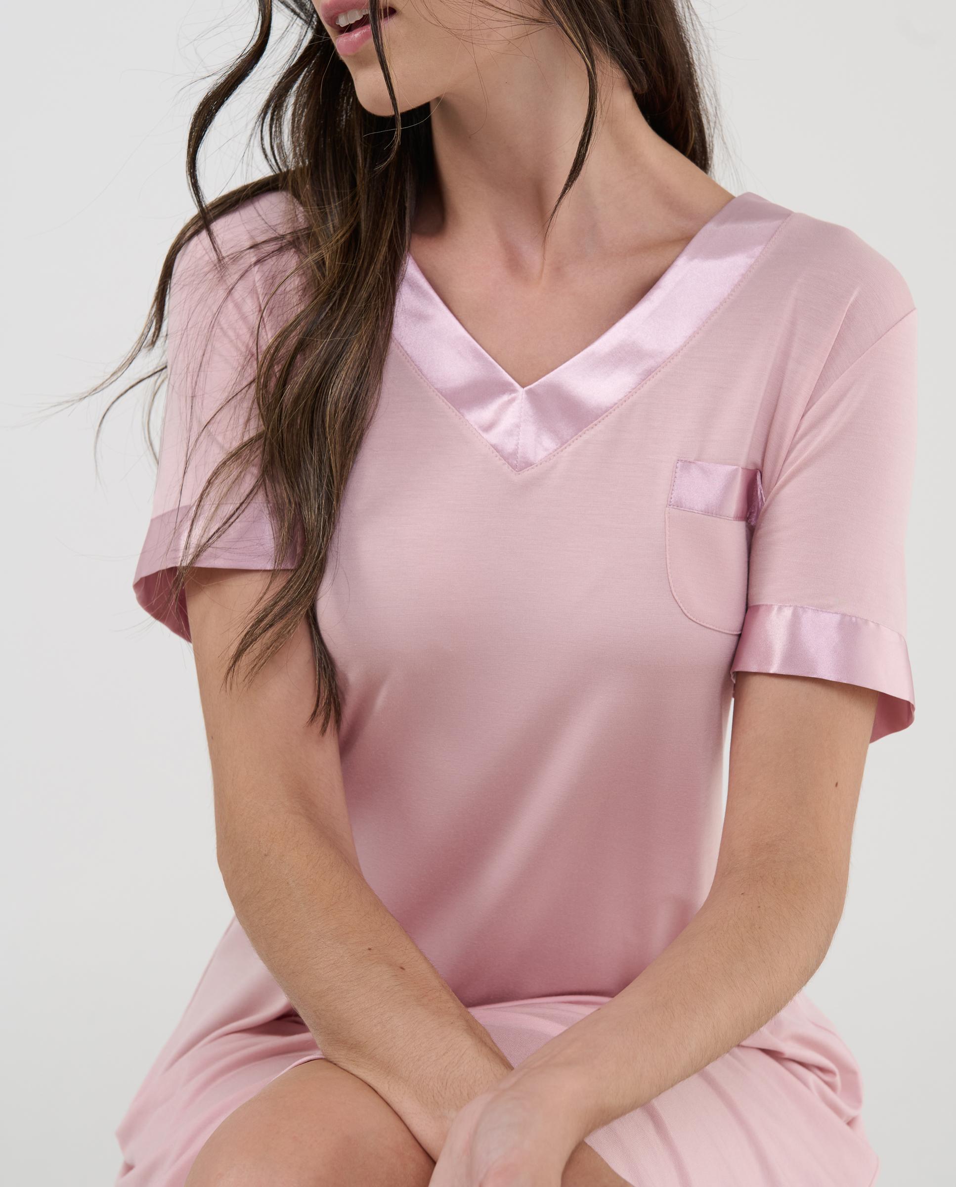 Robe Curto de Manga Curta Rosa-pastel-4