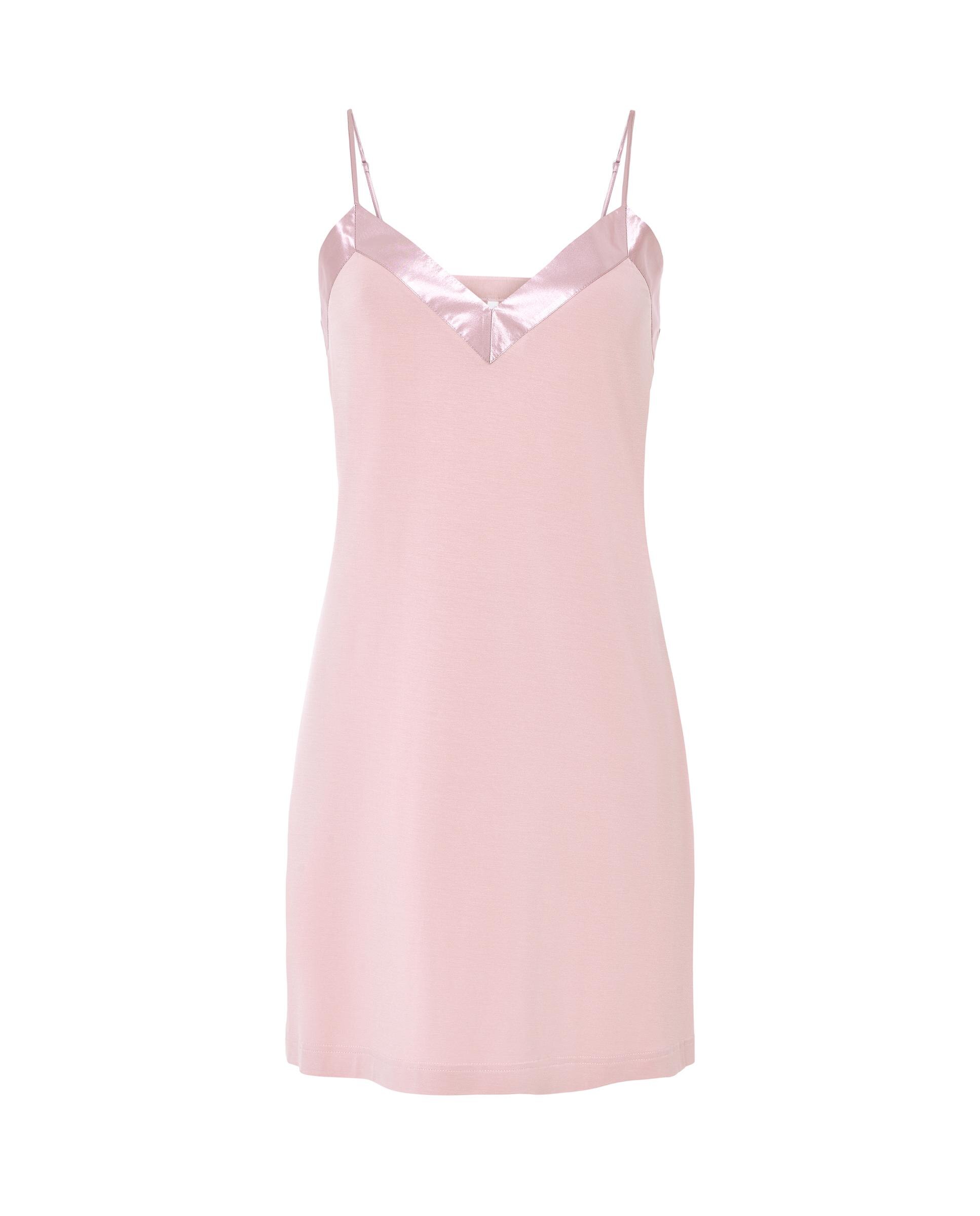 Robe Curto Modal com Decote de Cetim e Alças Rosa-pastel-3