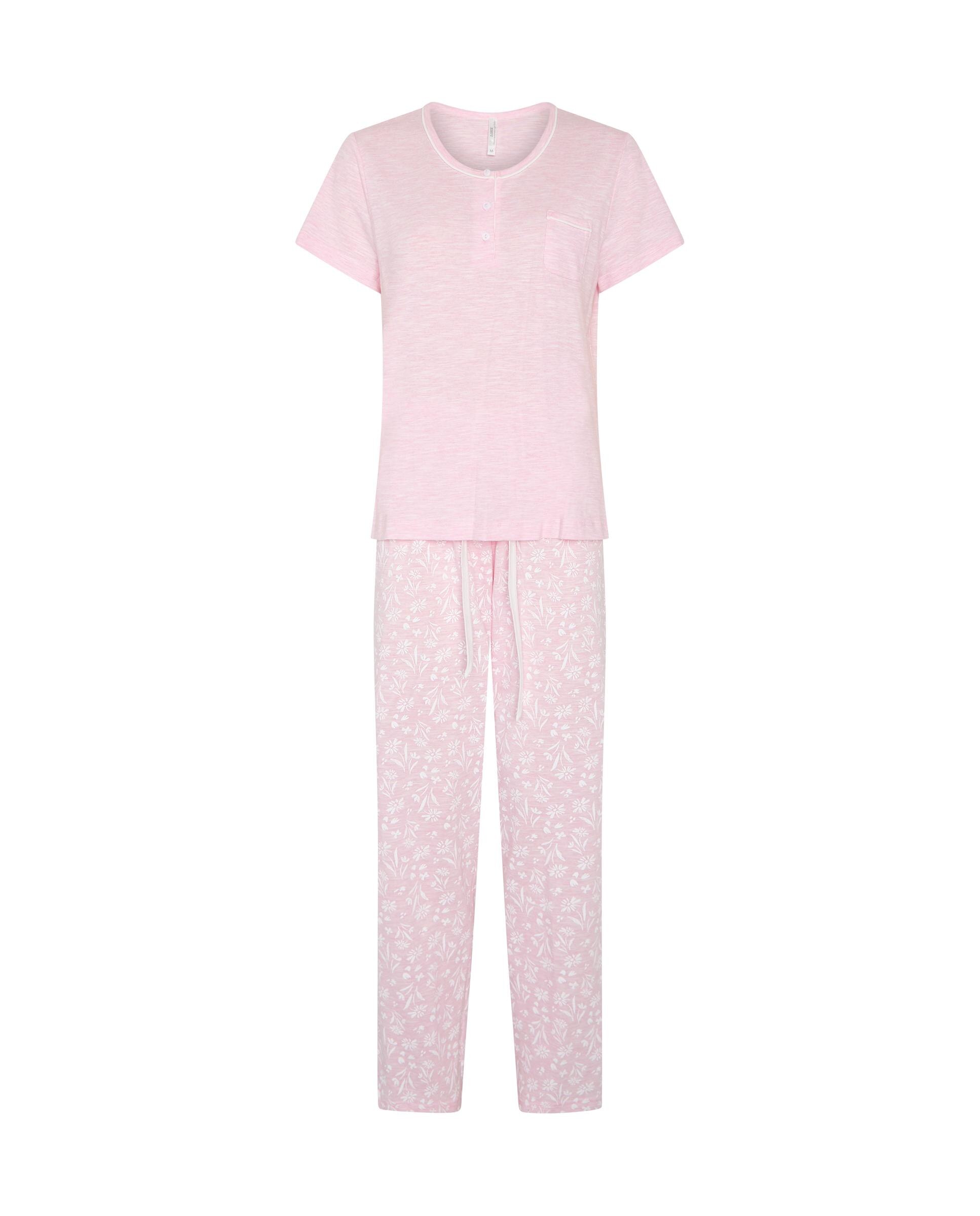 Pijama Completo Comprido Estampado Rosa / Branco-3