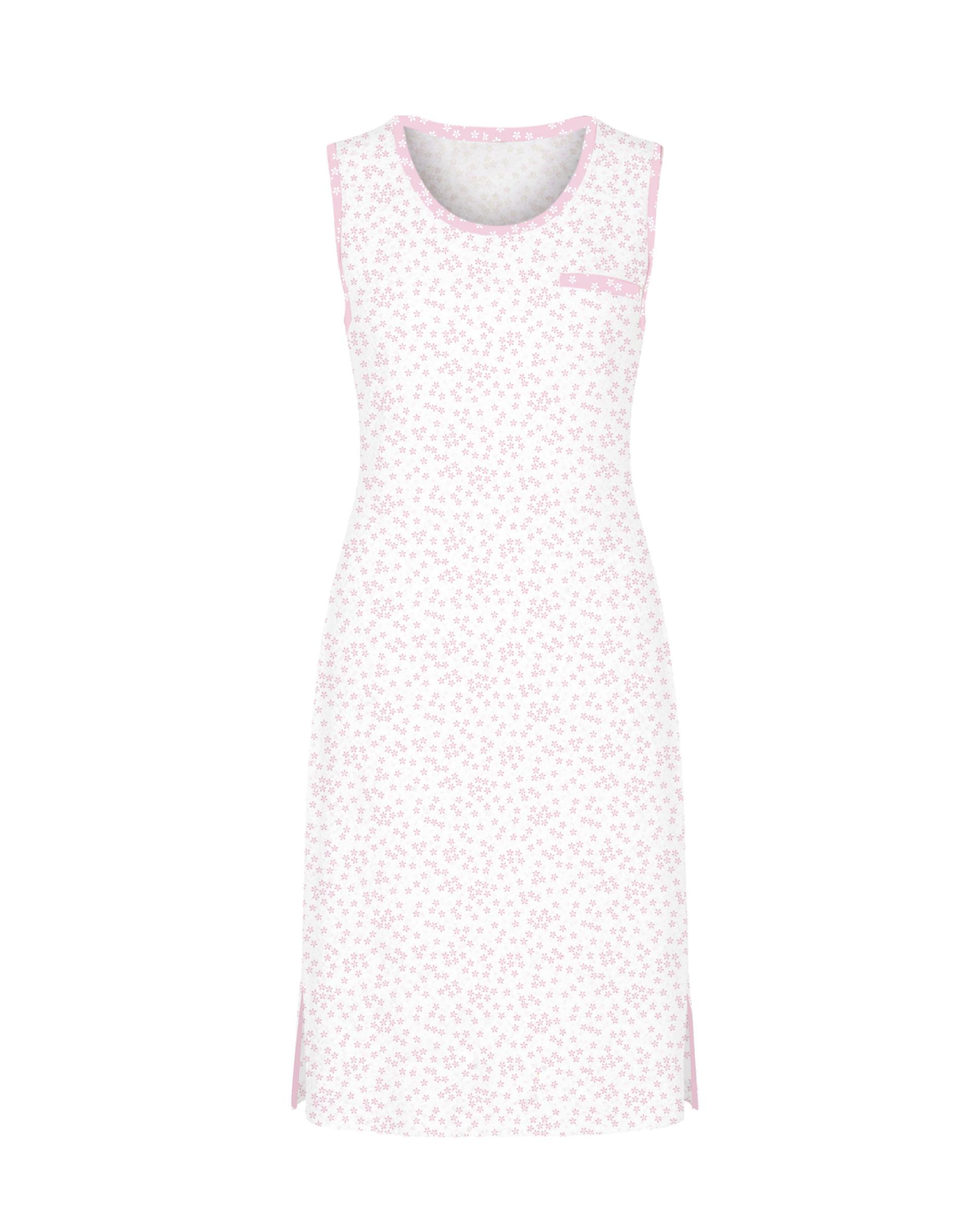 Robe Curto sem Mangas Flores Branco / Rosa-2