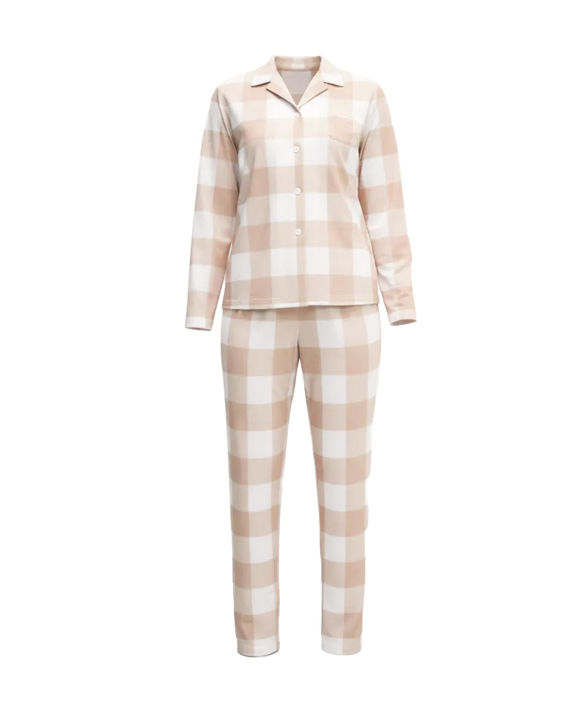 Pijama com Quadrados Aberto Camel-3