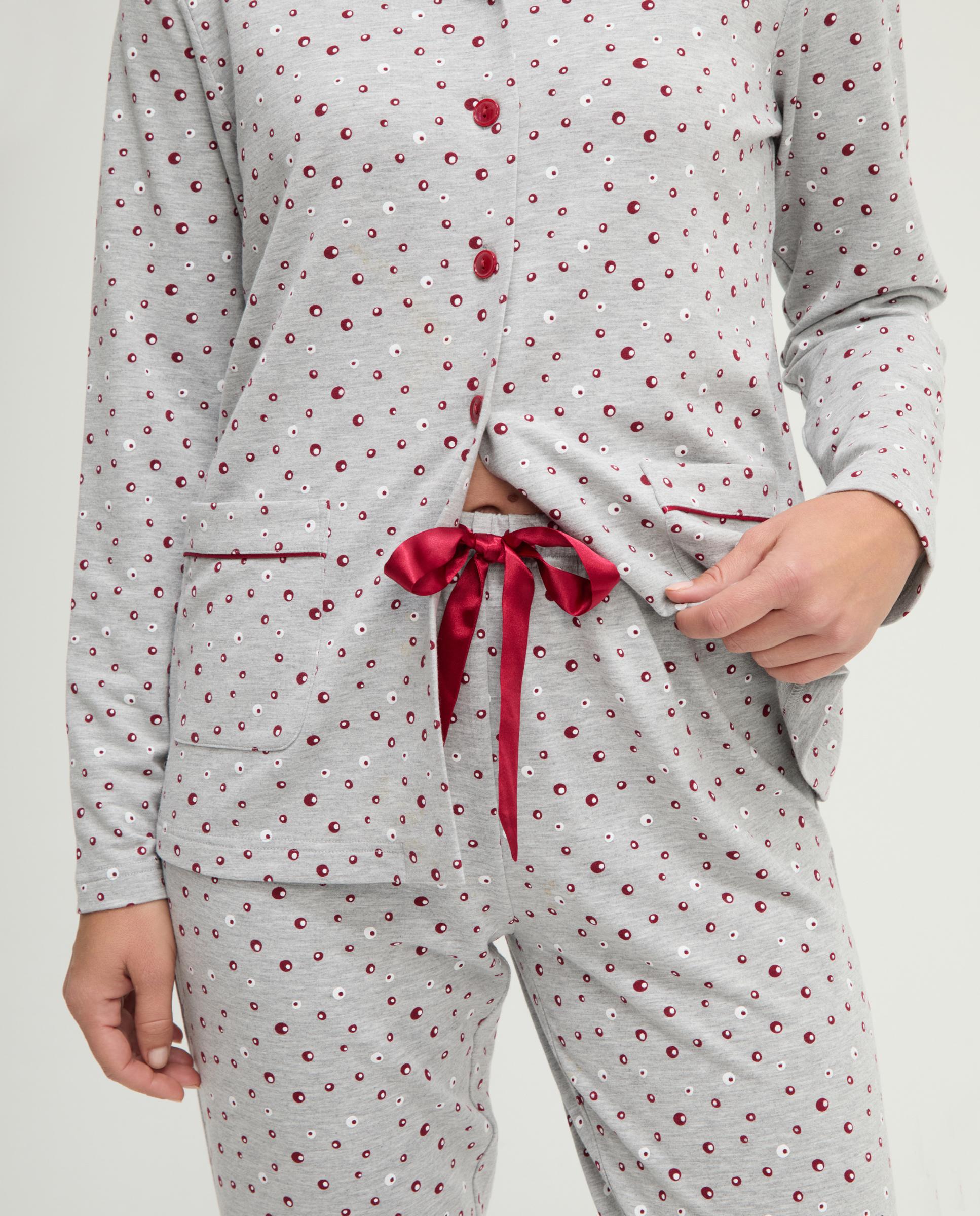 Pijama com Vigore Estampado Aberto Bordeaux-4